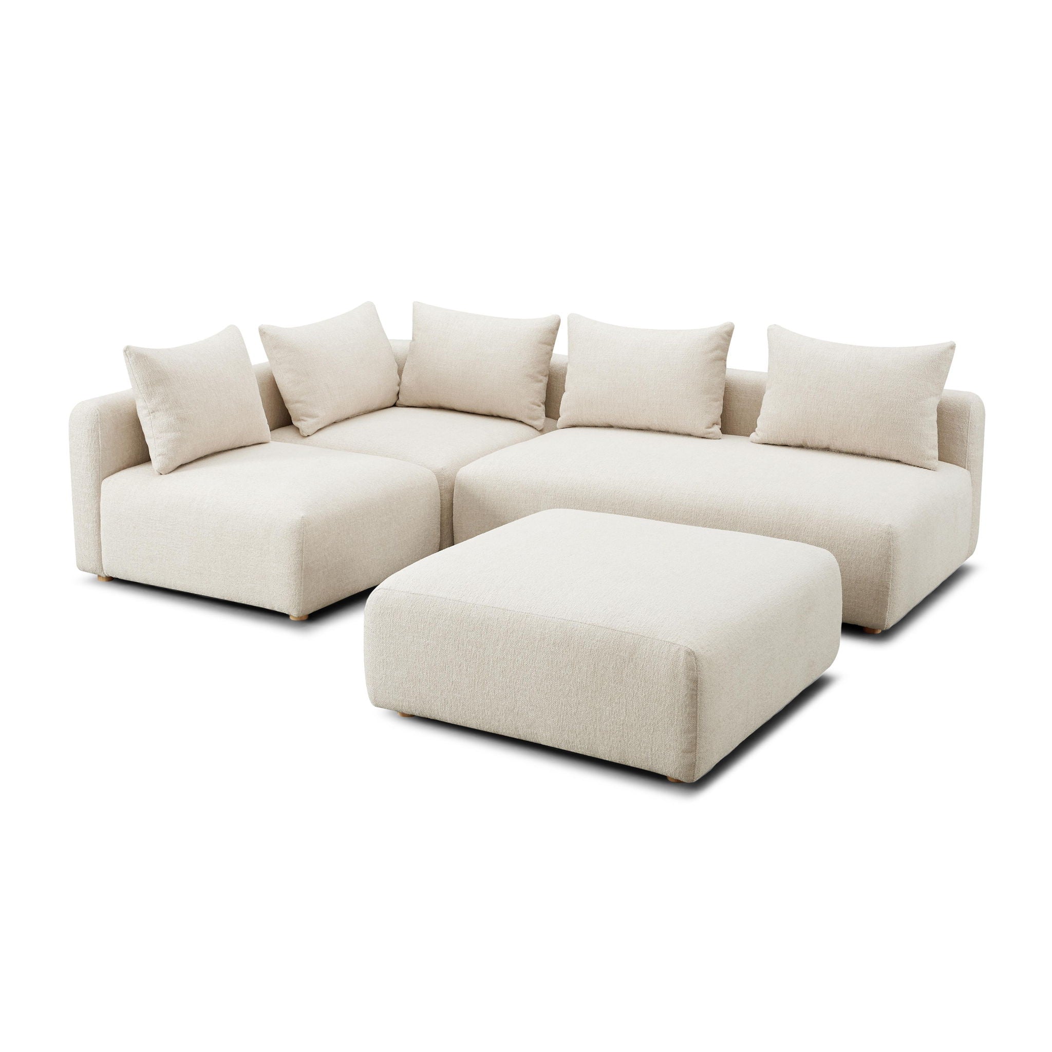 Hangover - 4-Piece Modular Chaise Sectional - Cream