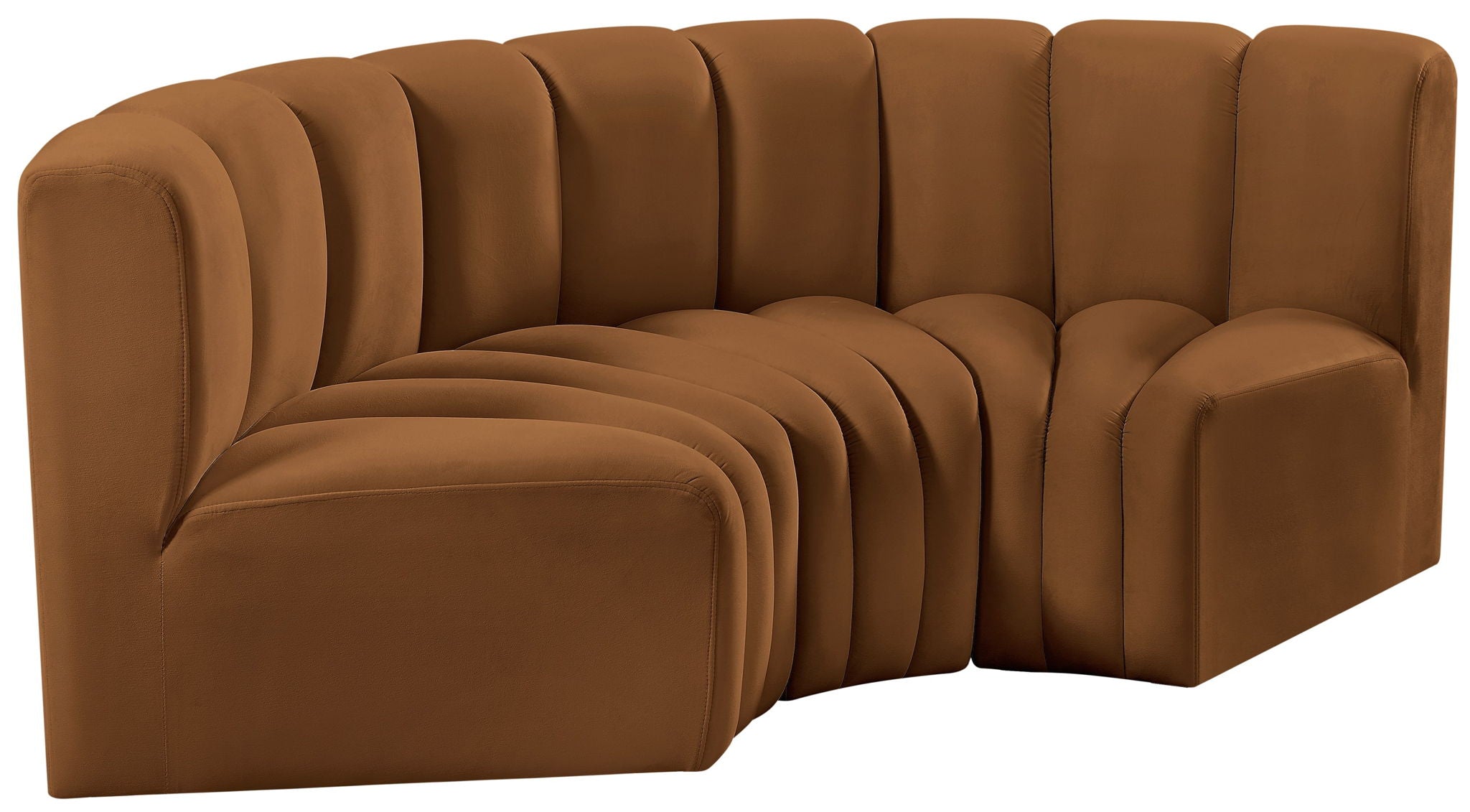 Arc - Velvet 3 Piece Modular U-Shaped Sofa - Saddle