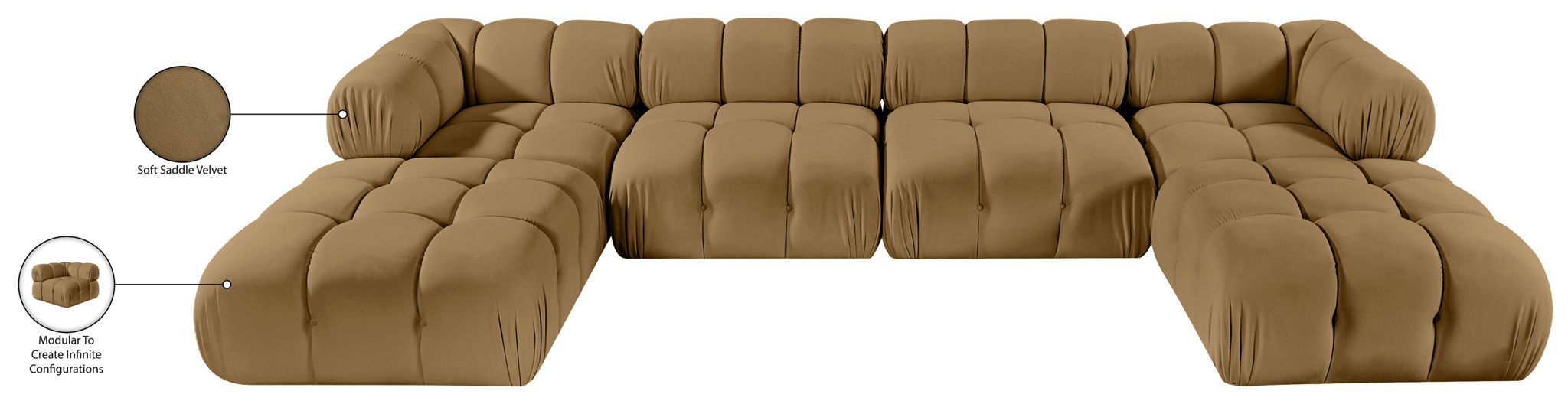 Orin - Velvet 6 Piece Modular Double Chaise Sectional
