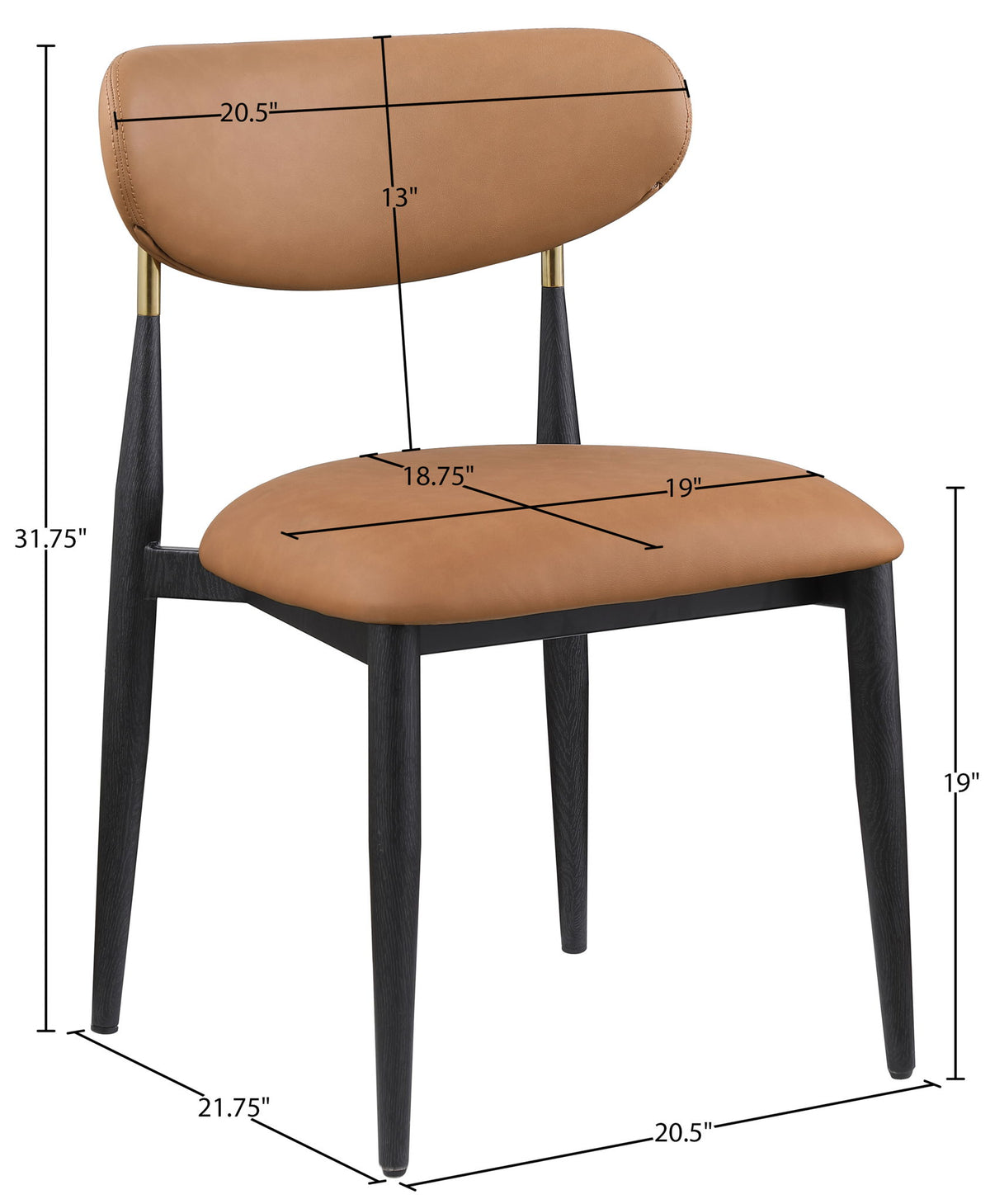 Ronda - Vegan Leather Upholstered Dining Side Chair - Black Legs