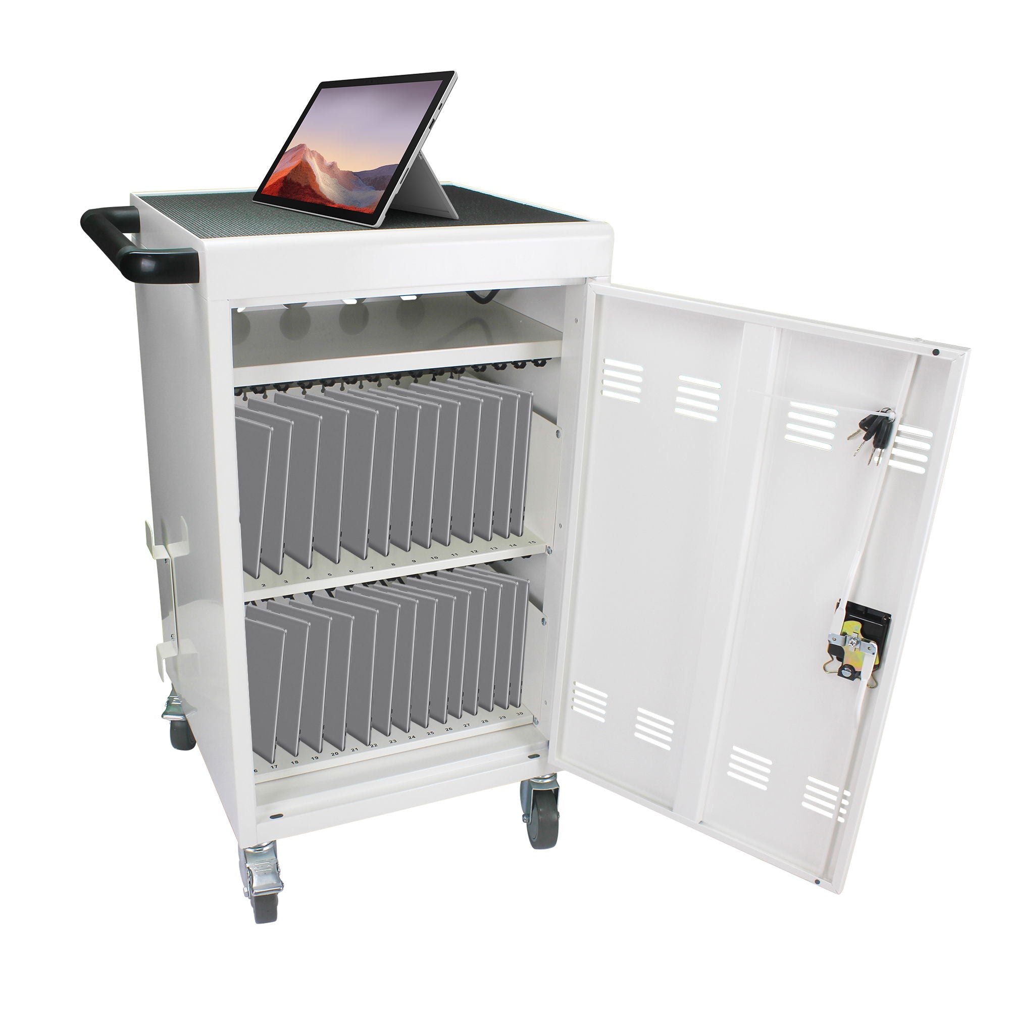 Mobile Charging Cart Station For book, Tablet And Laptop Computer With Power Strip Included