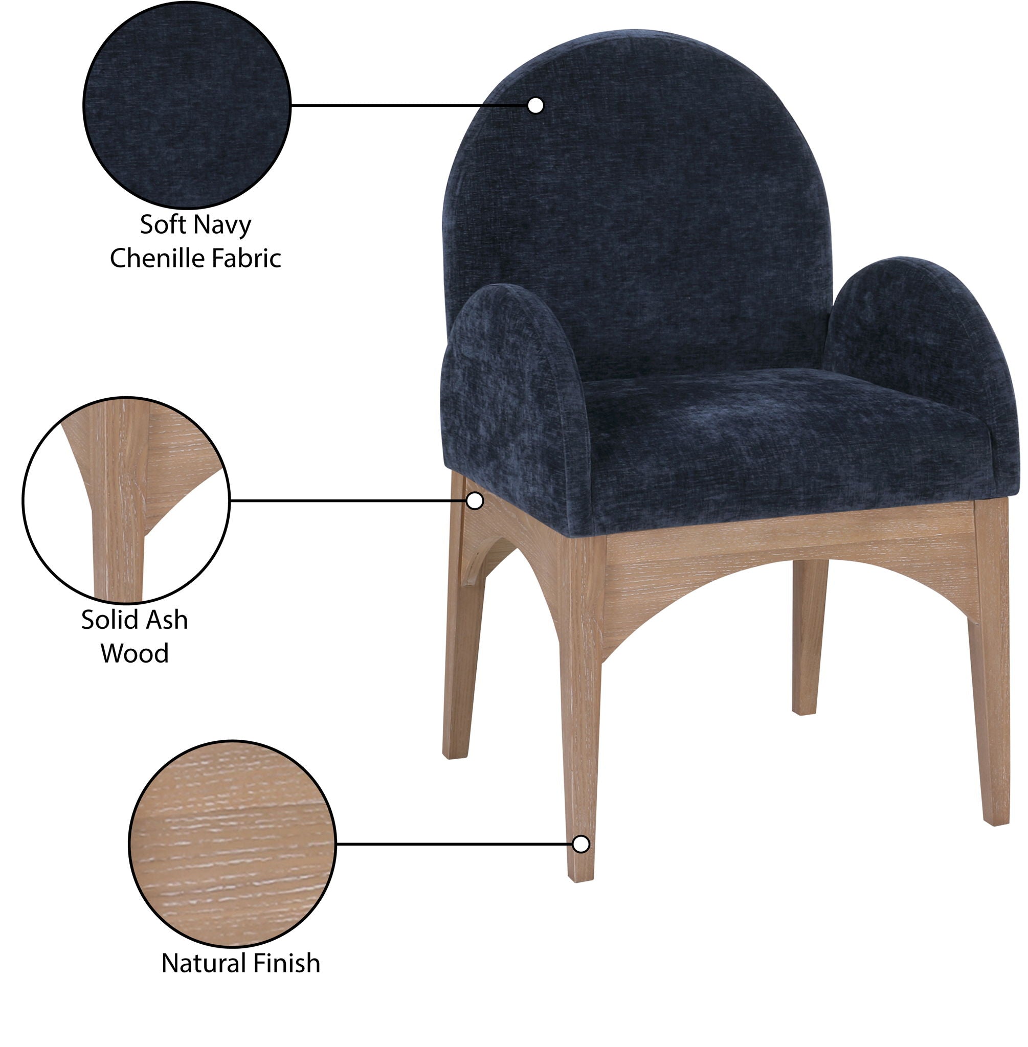 Waldorf - Chenille Dining Arm Chair With Natural Legs