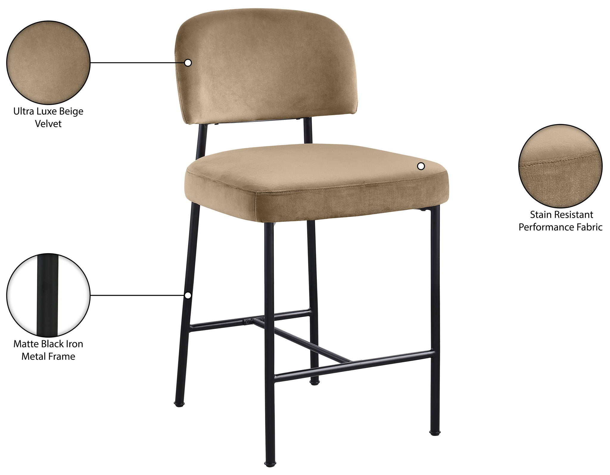 Zarelle - Performance Fabric Upholstered Counter Stool (Set of 2)