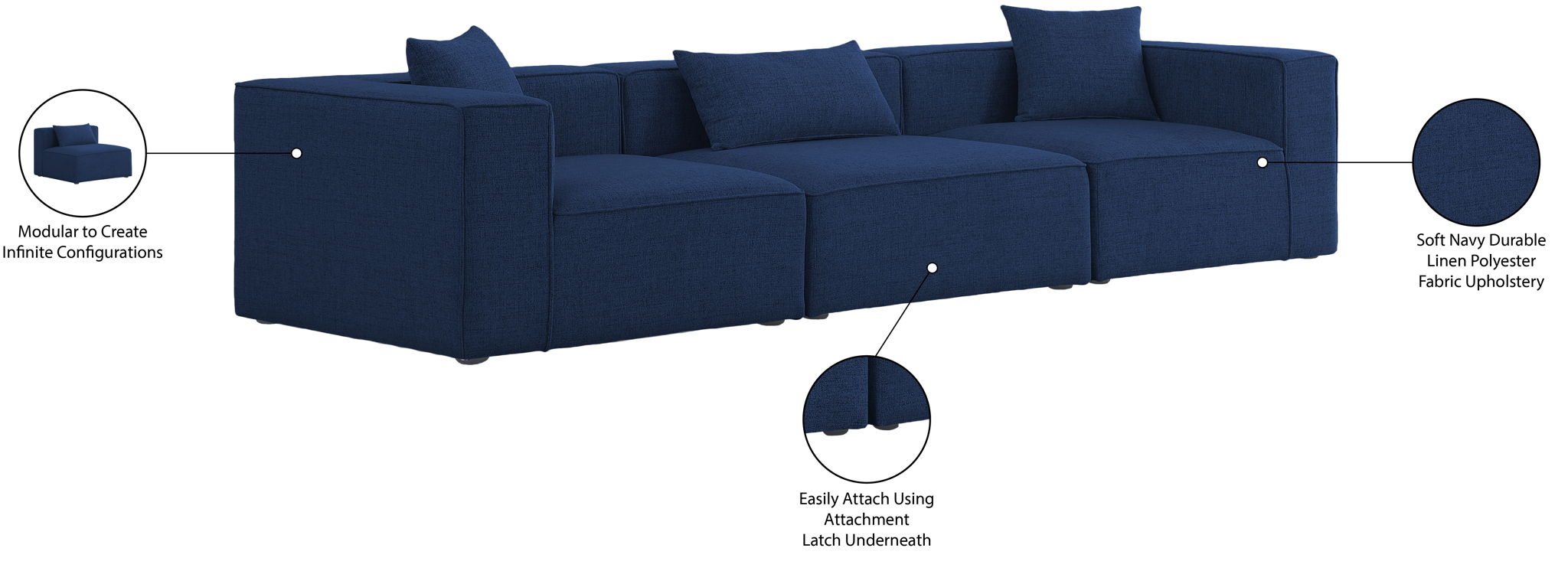 Cube - Linen Modular 4 Seat Sofa