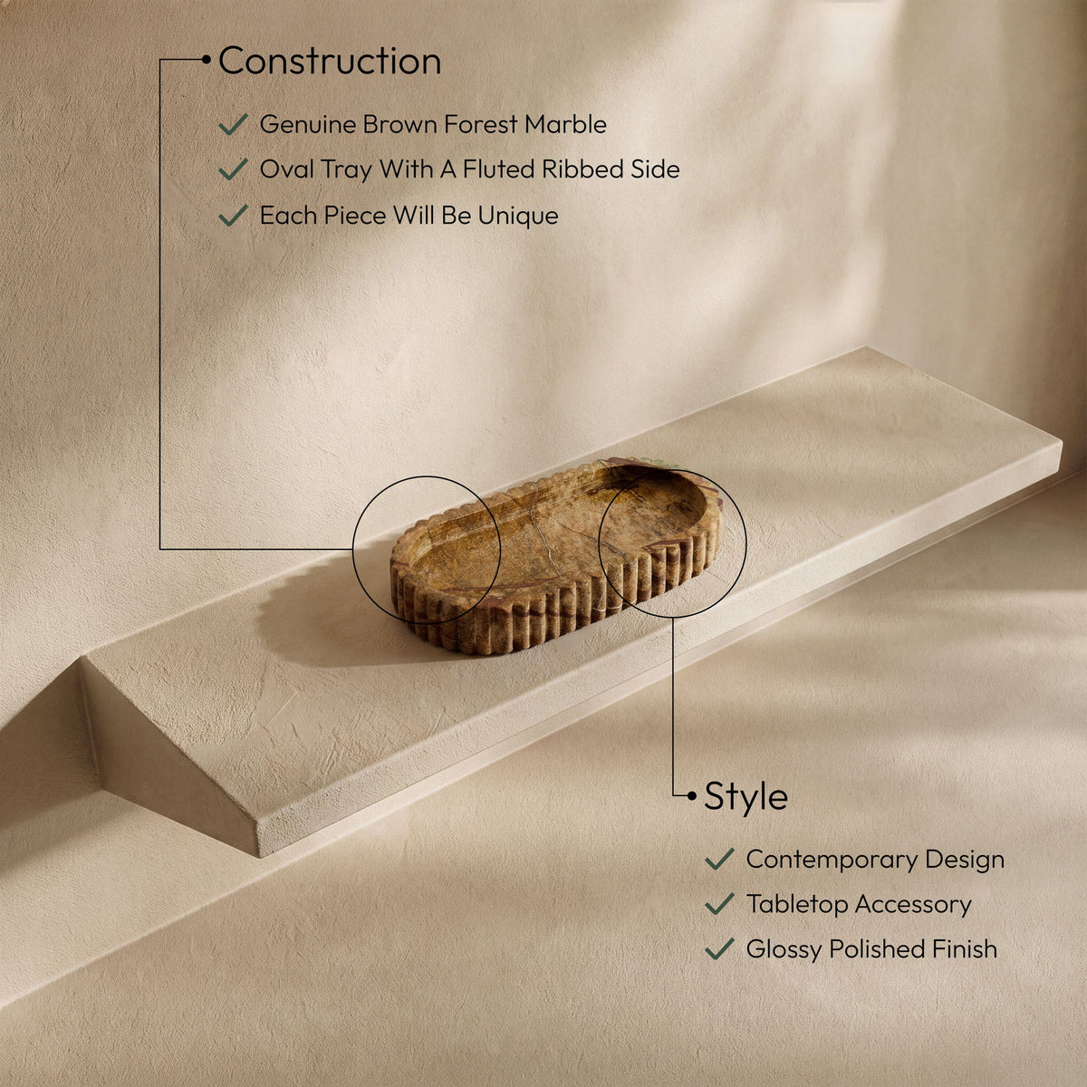 Khloe - Genuine Marble Tray