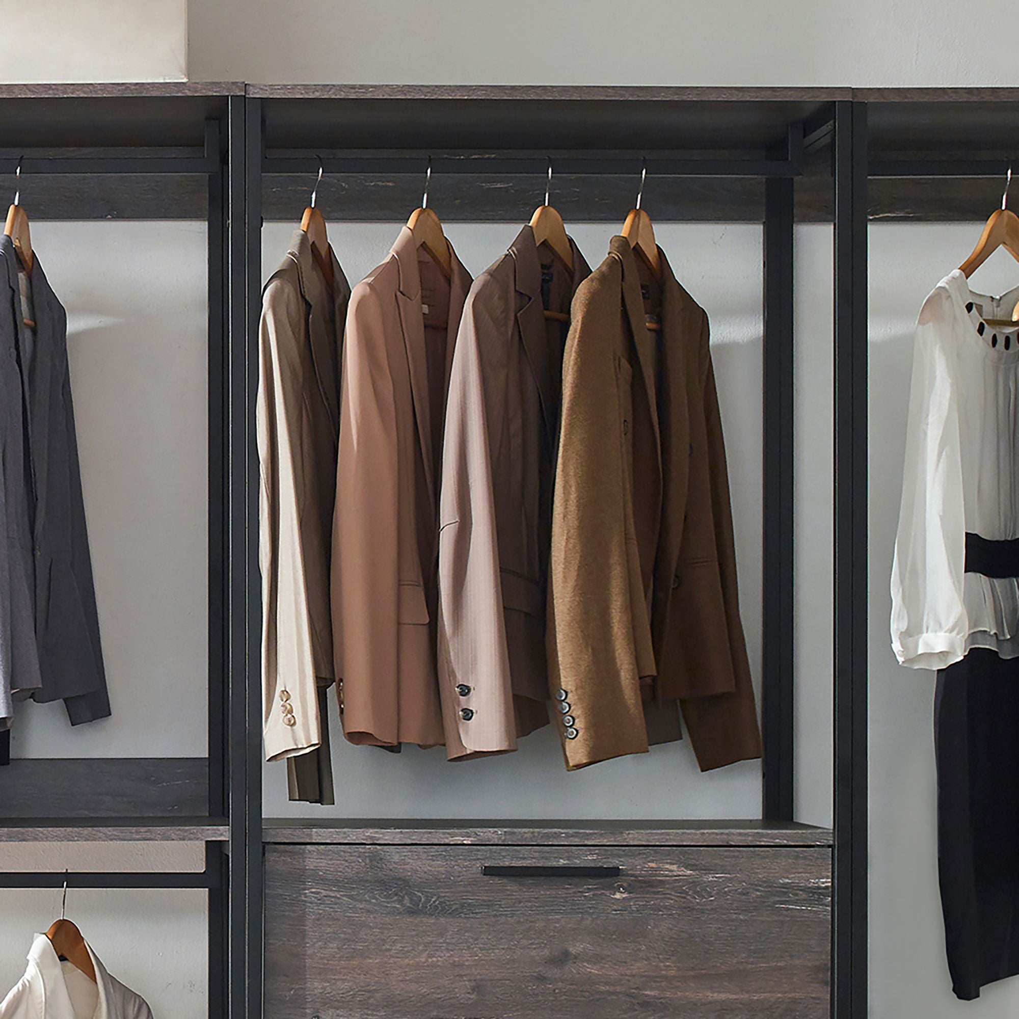 Monica - Modular Design Walk-In Closet System - Rustic