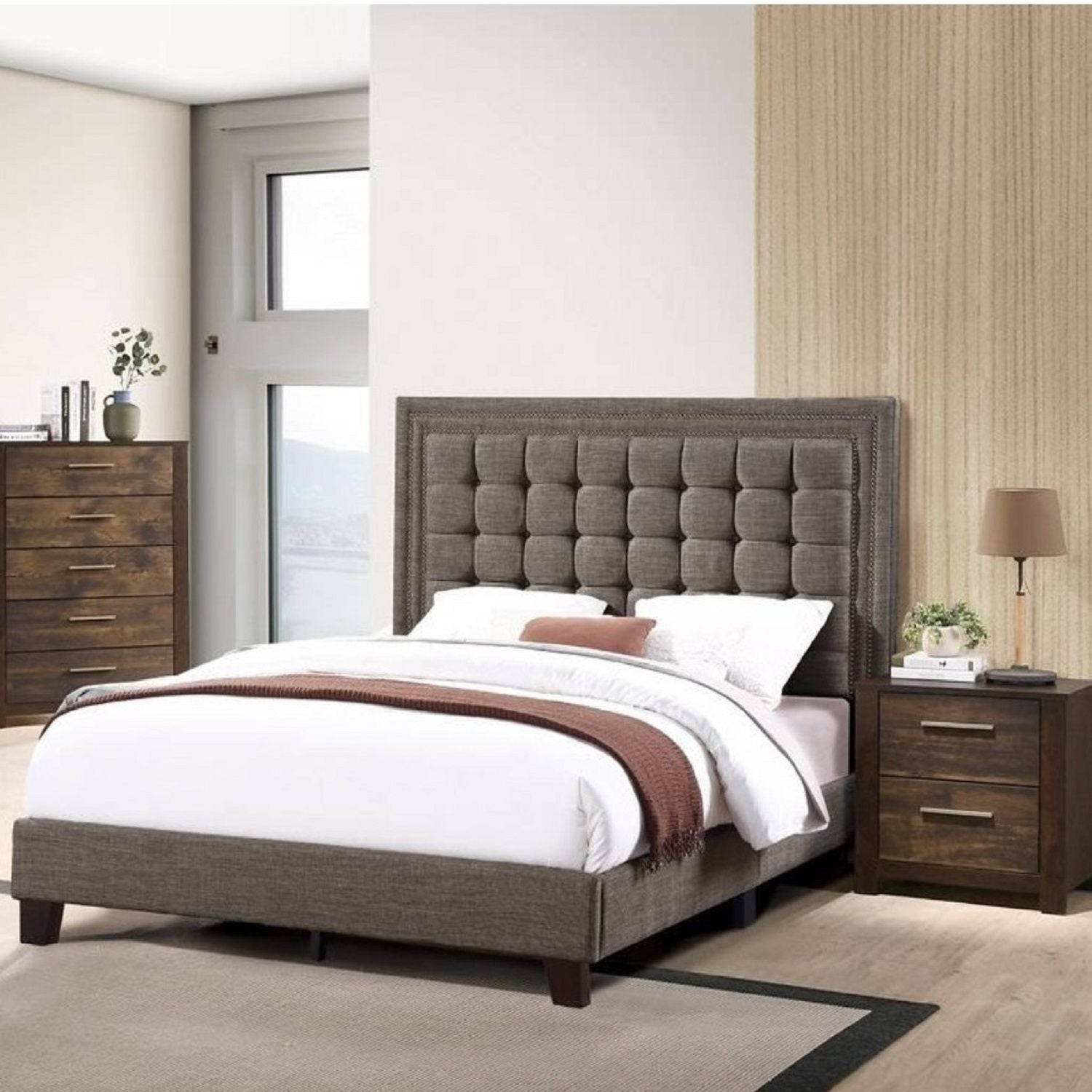 Upholstered Bed Tufted Headboard