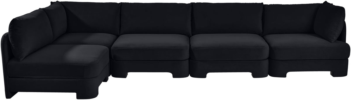 Hammond - Velvet Performance Fabric Upholstered 5 Piece L-Shaped Sectional