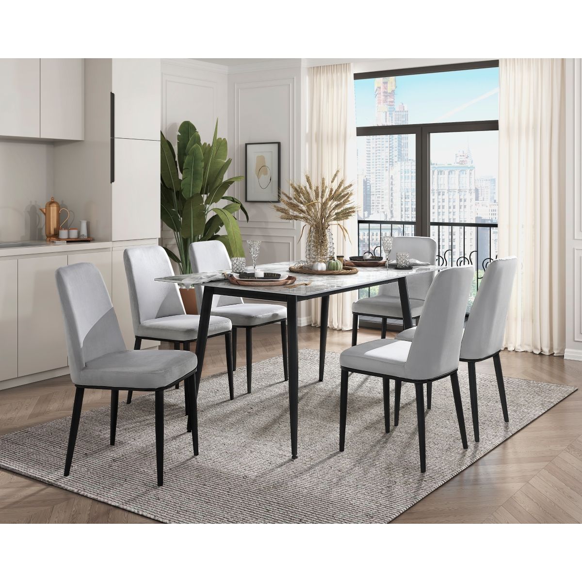 Salerno - Dining Table - Black / Gray