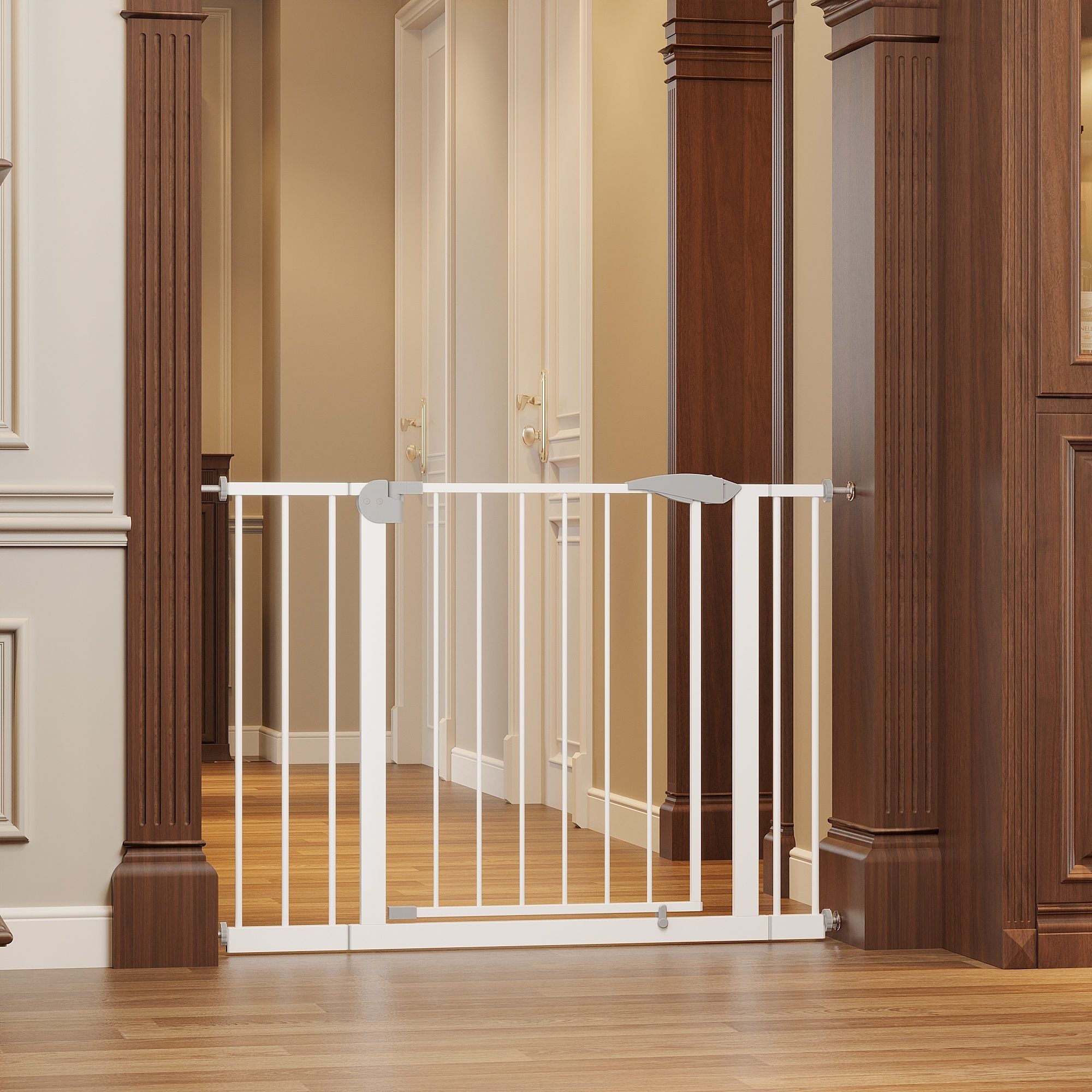 Pressure Mounted Baby Gate For Stairs - White