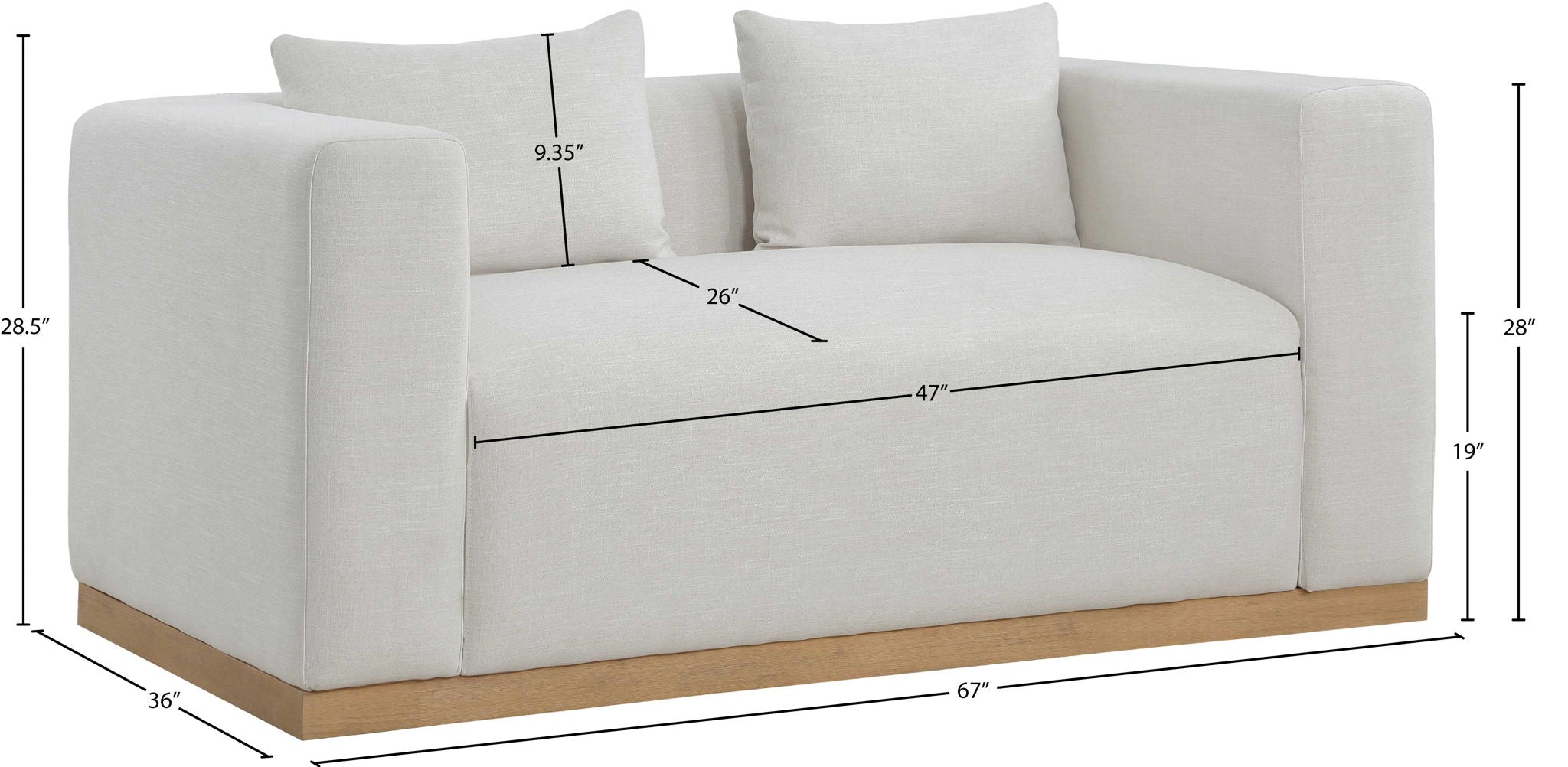 Alfie - Linen Textured Fabic Loveseat