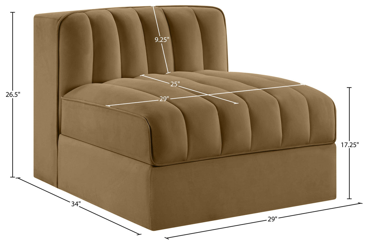 Rummi - Velvet Performance Fabric Upholstered Modular Armless Chair
