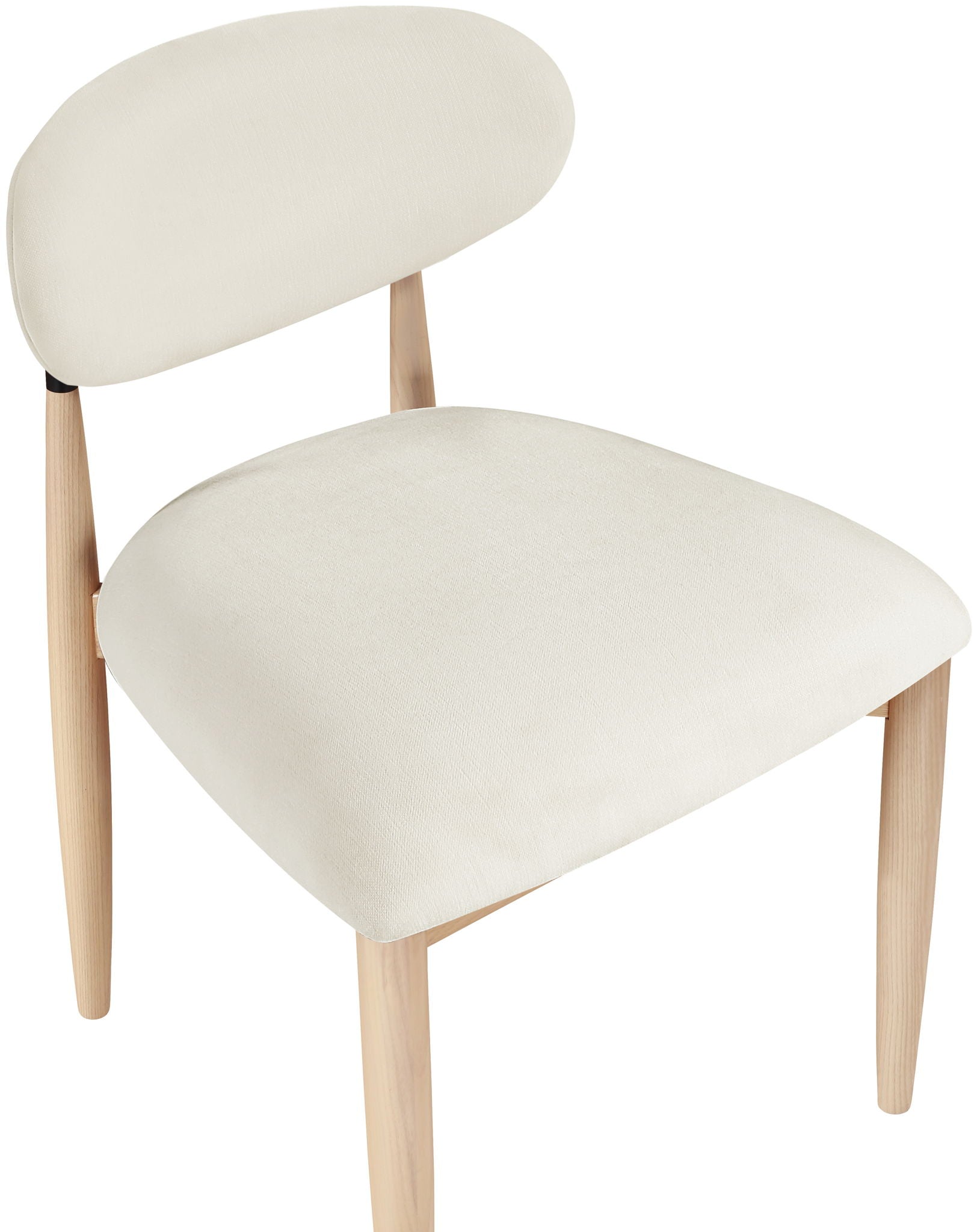 Riccio - Performance Fabric Upholstered Dining Side Chair (Set of 2) With Light Brown Legs - Cream