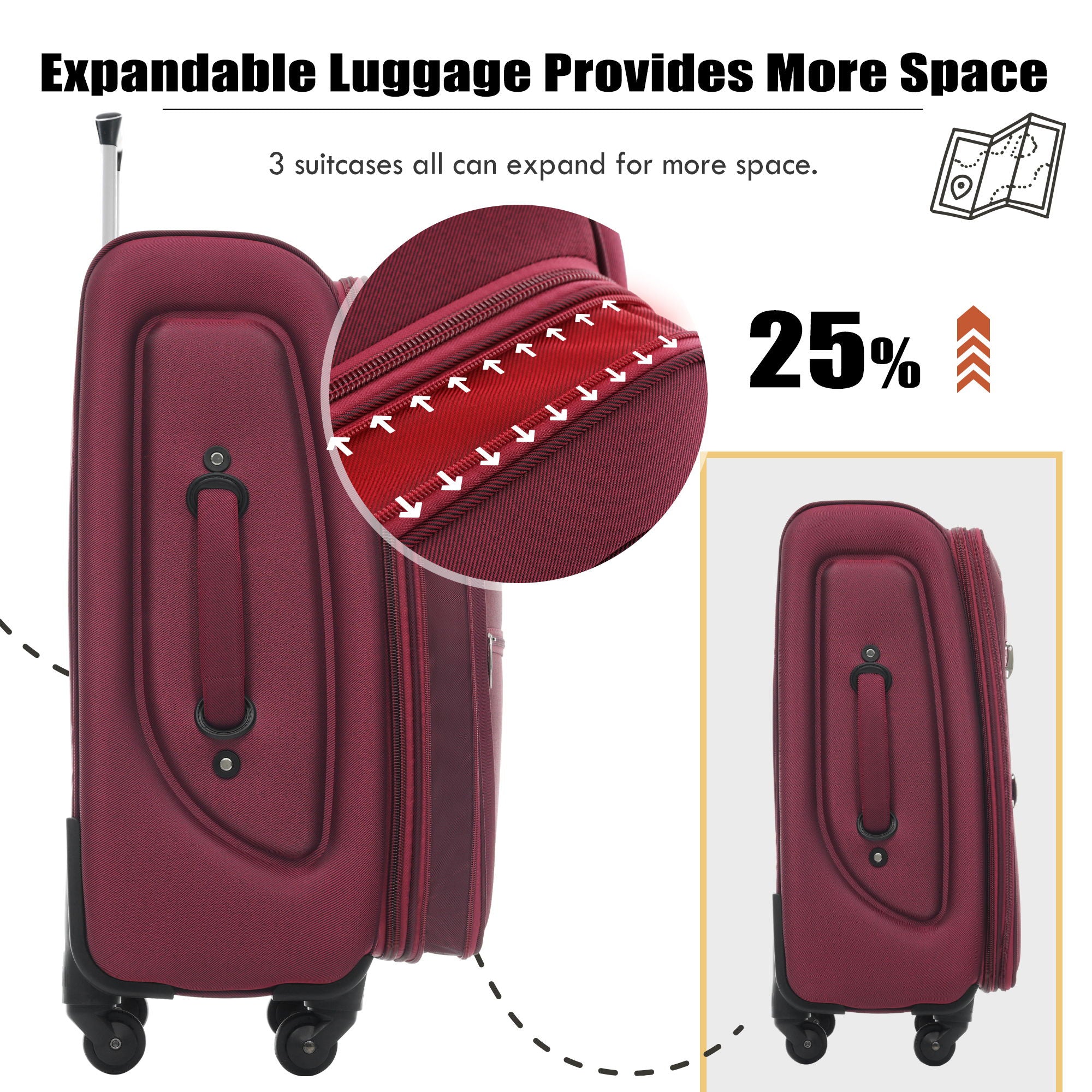 Softside Luggage Expandable Set With Duffel Bag Upright Spinner