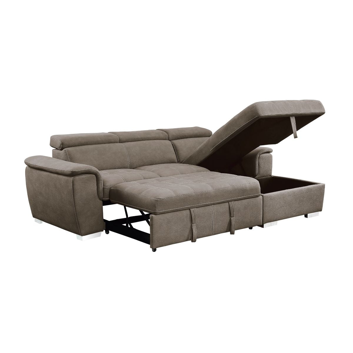 Ferriday - 2 Piece Sectional With Adjustable Headrests, Pull-Out Bed And Right Chaise With Hidden Storage