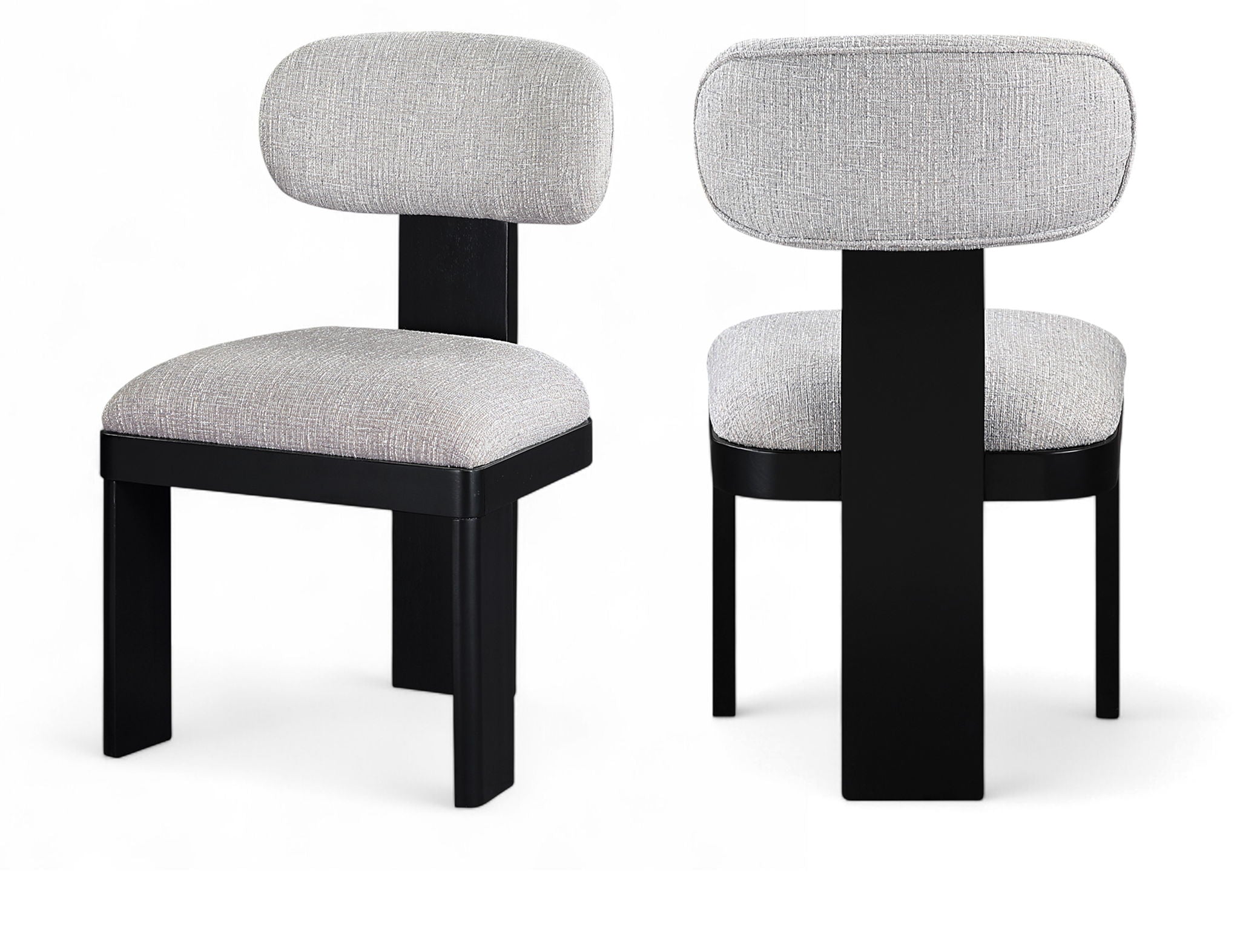 Timbra - Linen Textured Fabric Upholstered Dining Chair (Set of 2) - Black Base