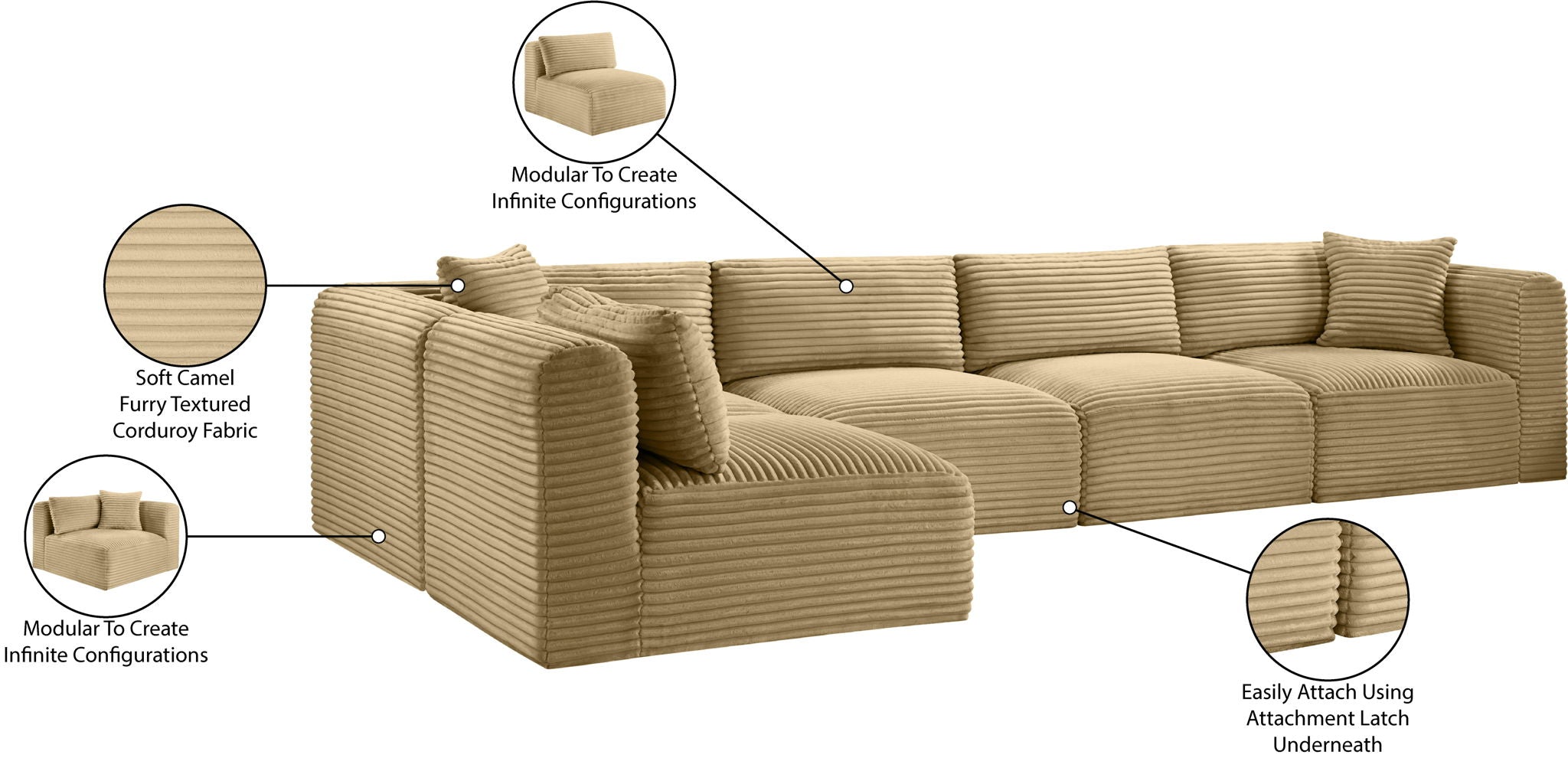 Shaggy - 5 Piece Modular Sectional