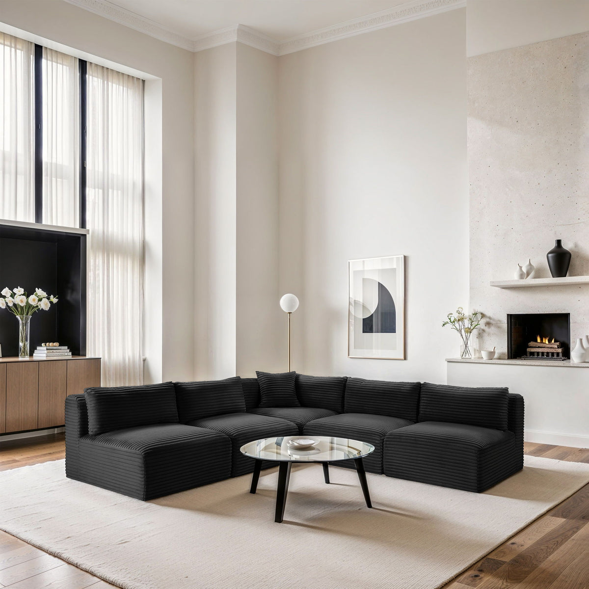Shaggy - 5 Piece Modular Corner Armless Sectional