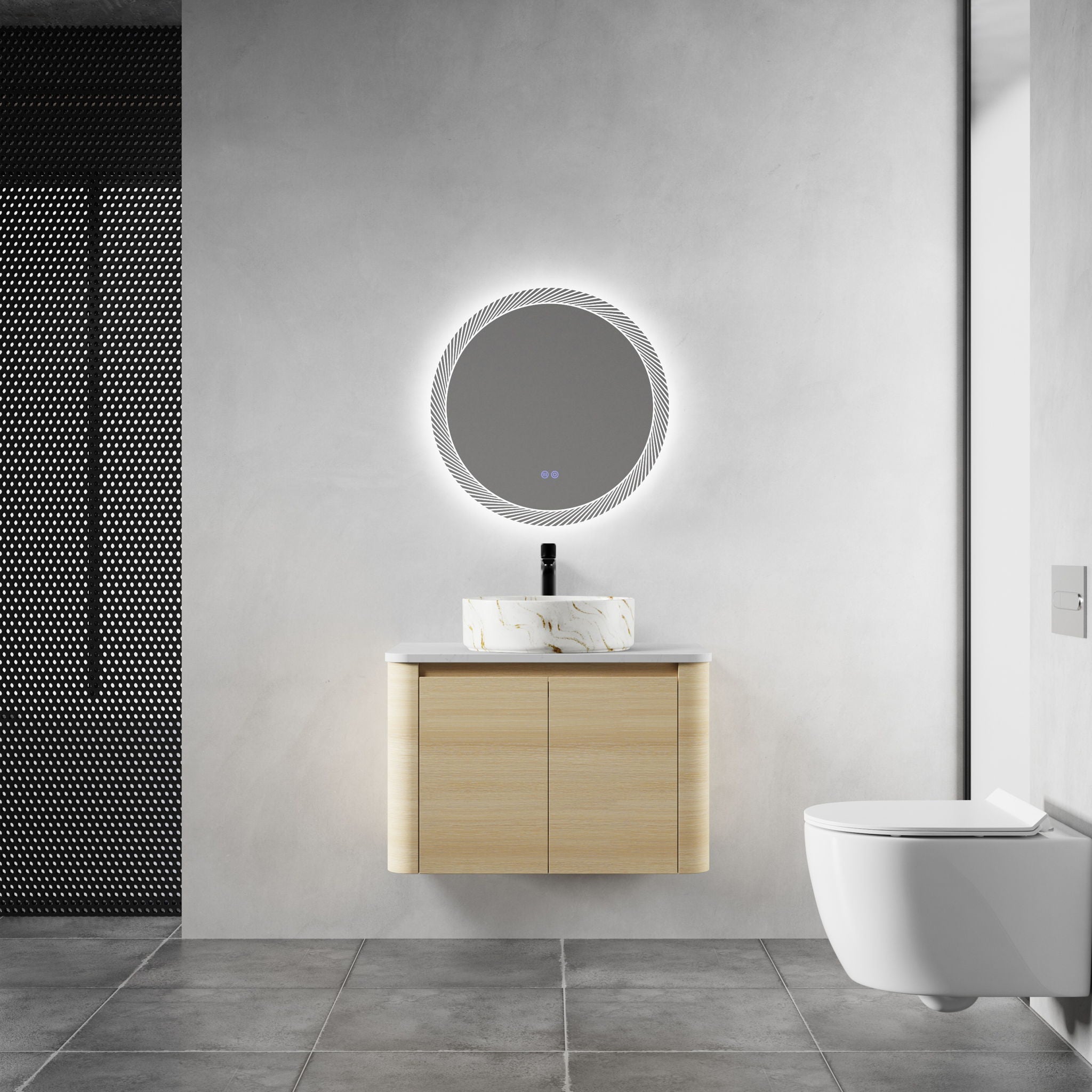 Mounted Bathroom Vanity & Art Sink, Soft Close Door