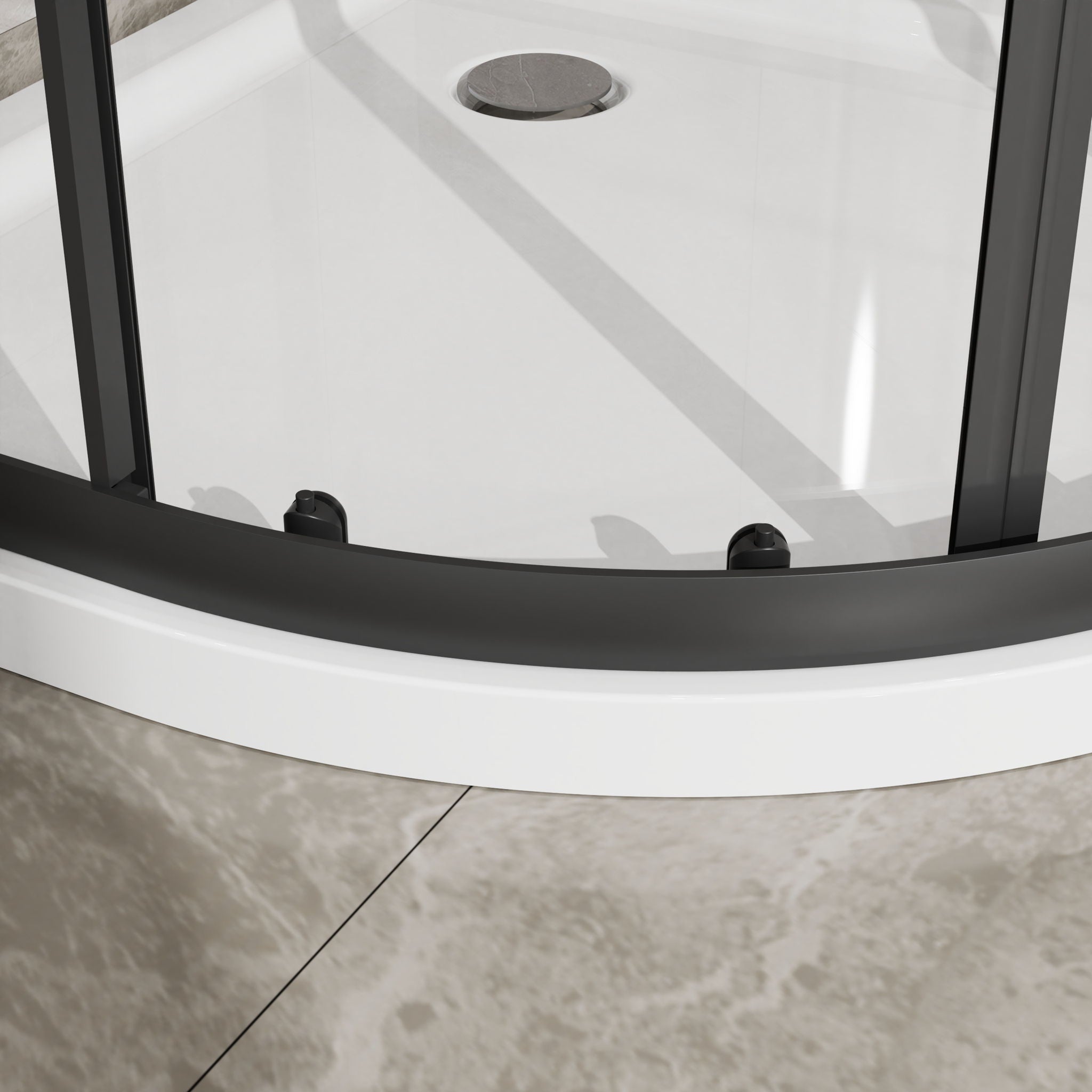 Corner Shower Door With Double Sliding - Matte Black