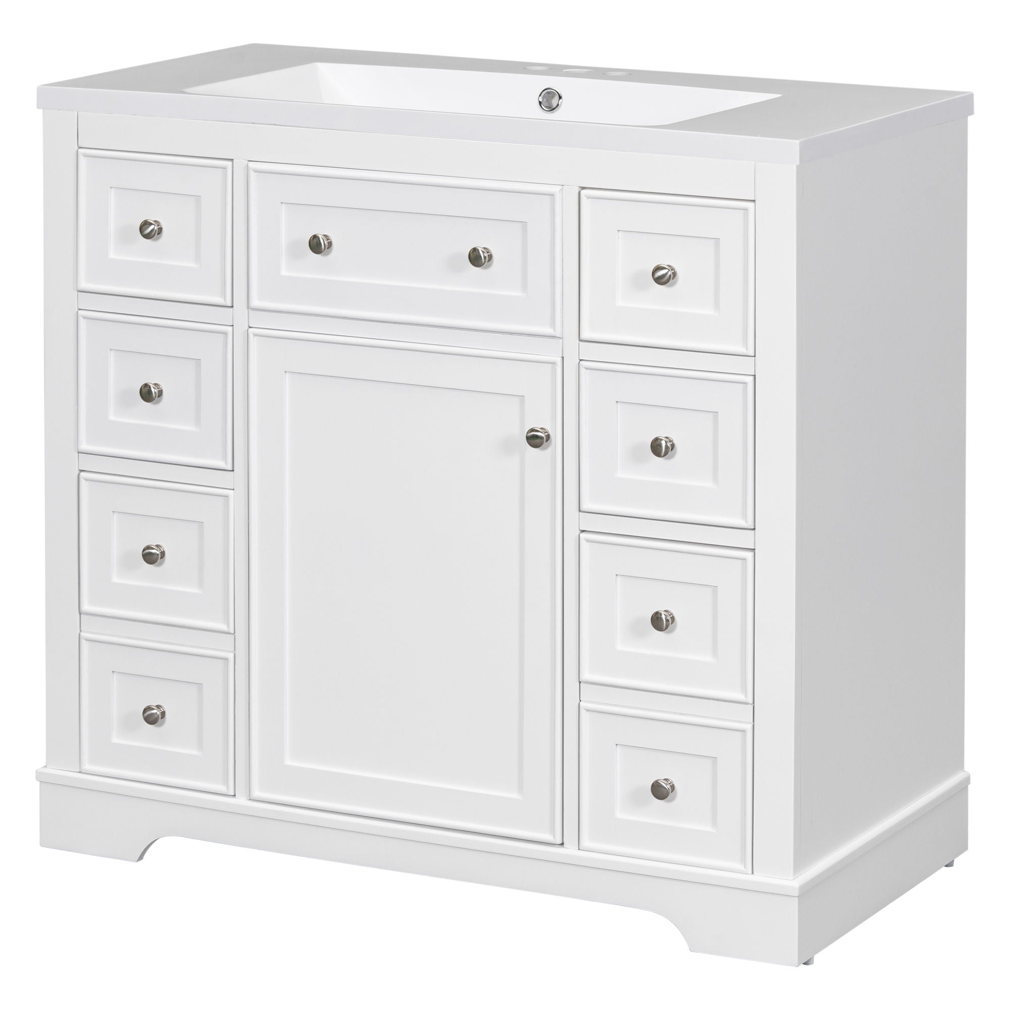 Modern Bathroom Vanity With Sink Combo, 6 Drawers And 1 Cabinet