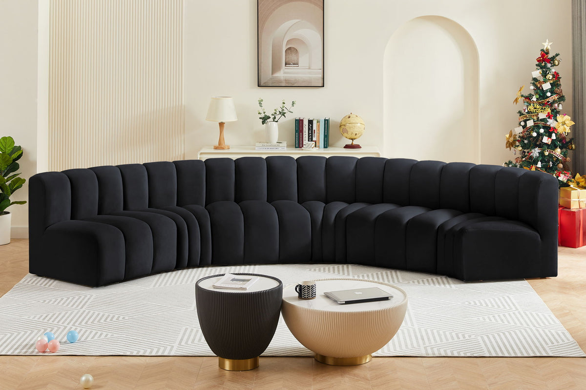 Arc - Velvet 6 Piece U-Shaped Modular Sofa