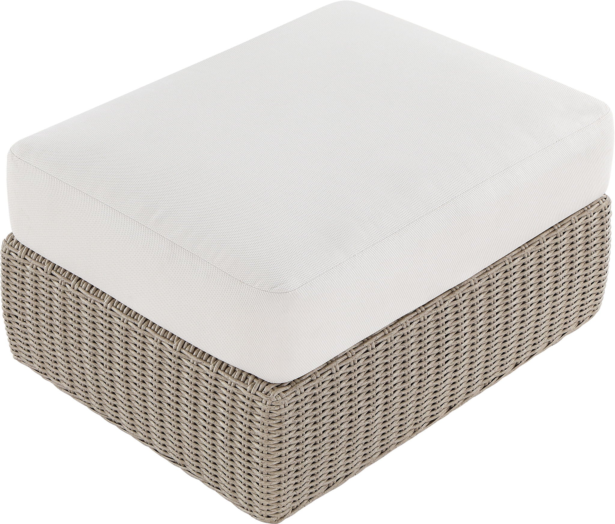 Seacrest - Olefin Water Resistant Fabric And Wicker Outdoor Patio Ottoman/Coffee Table