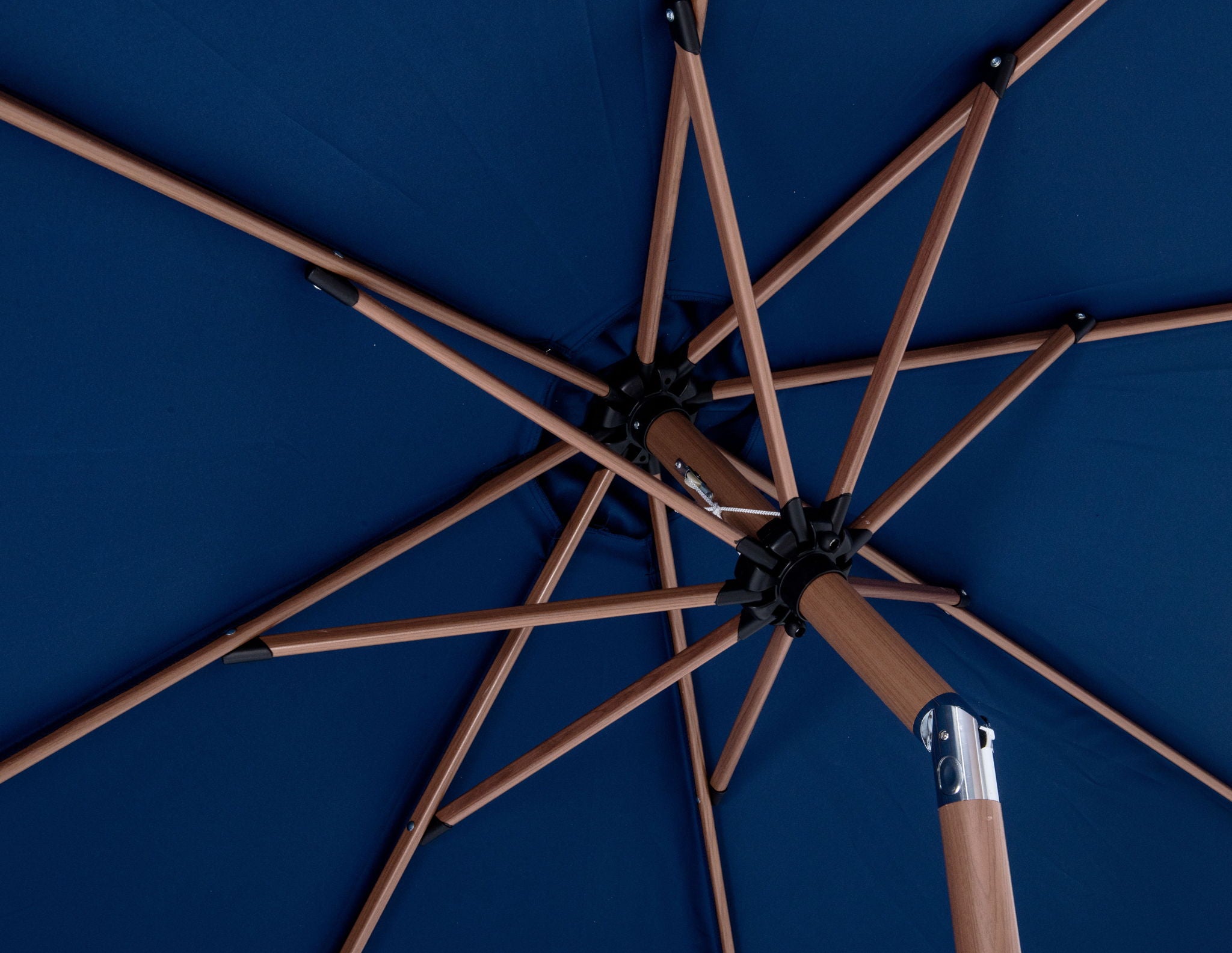 Fiji - Aluminum Patio Umbrella With Square White And Teak Base