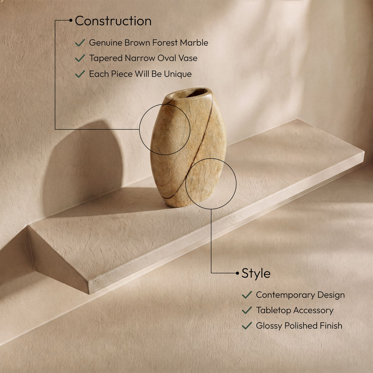 Sadie - Genuine Marble Vase