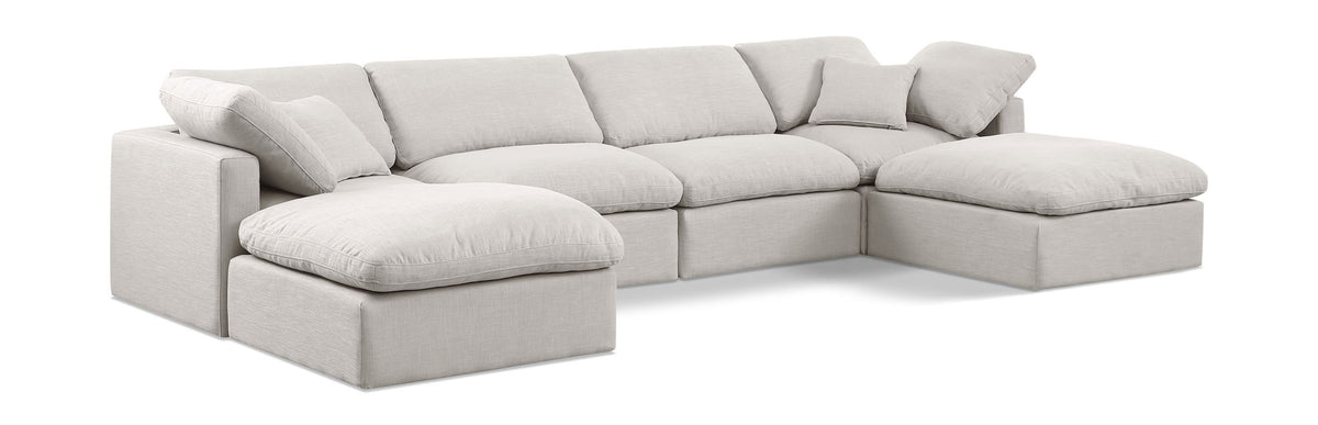 Indulge - Linen 6 Piece Modular Double Chaise Sectional