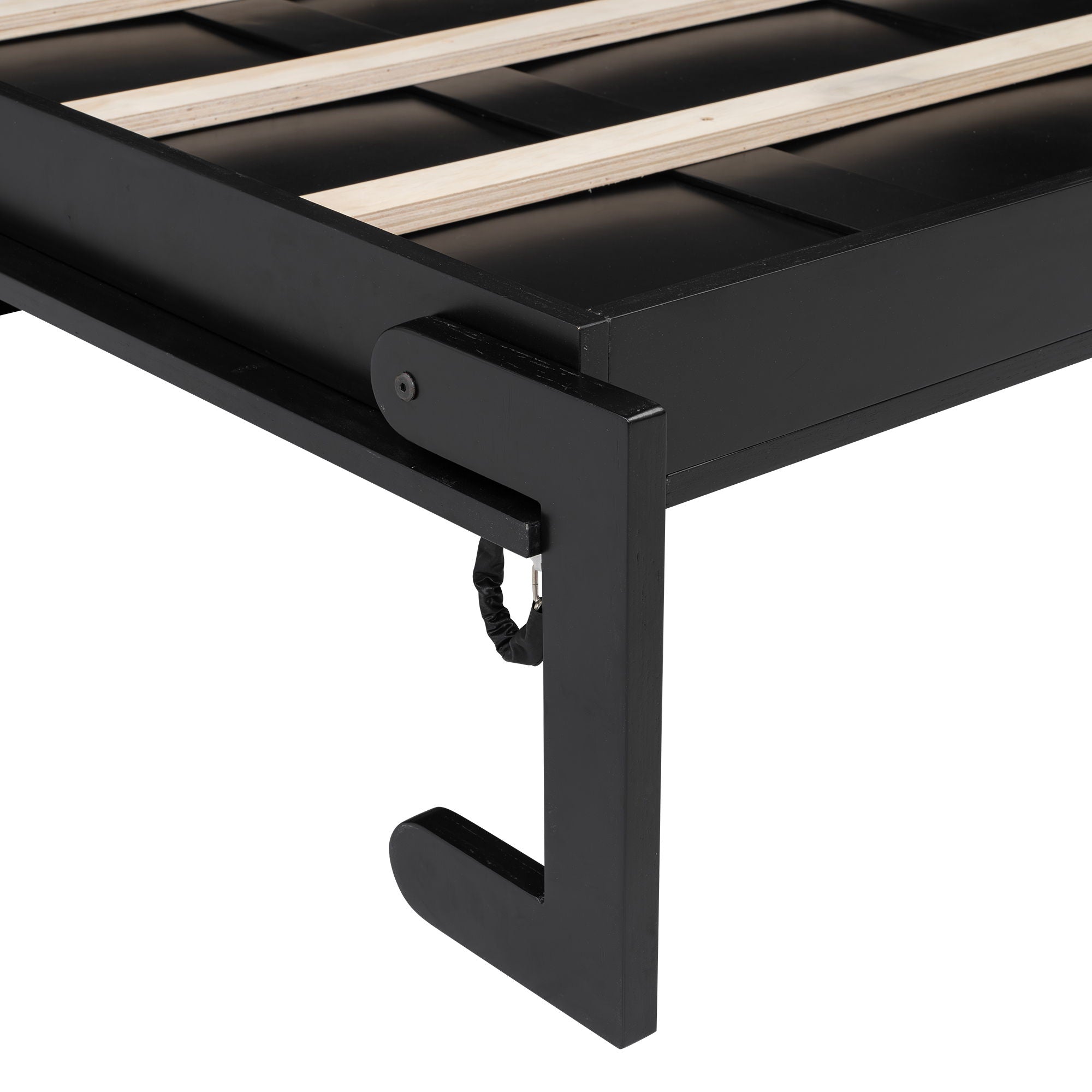 Full Size Murphy Bed With Storage Cabinets - Black