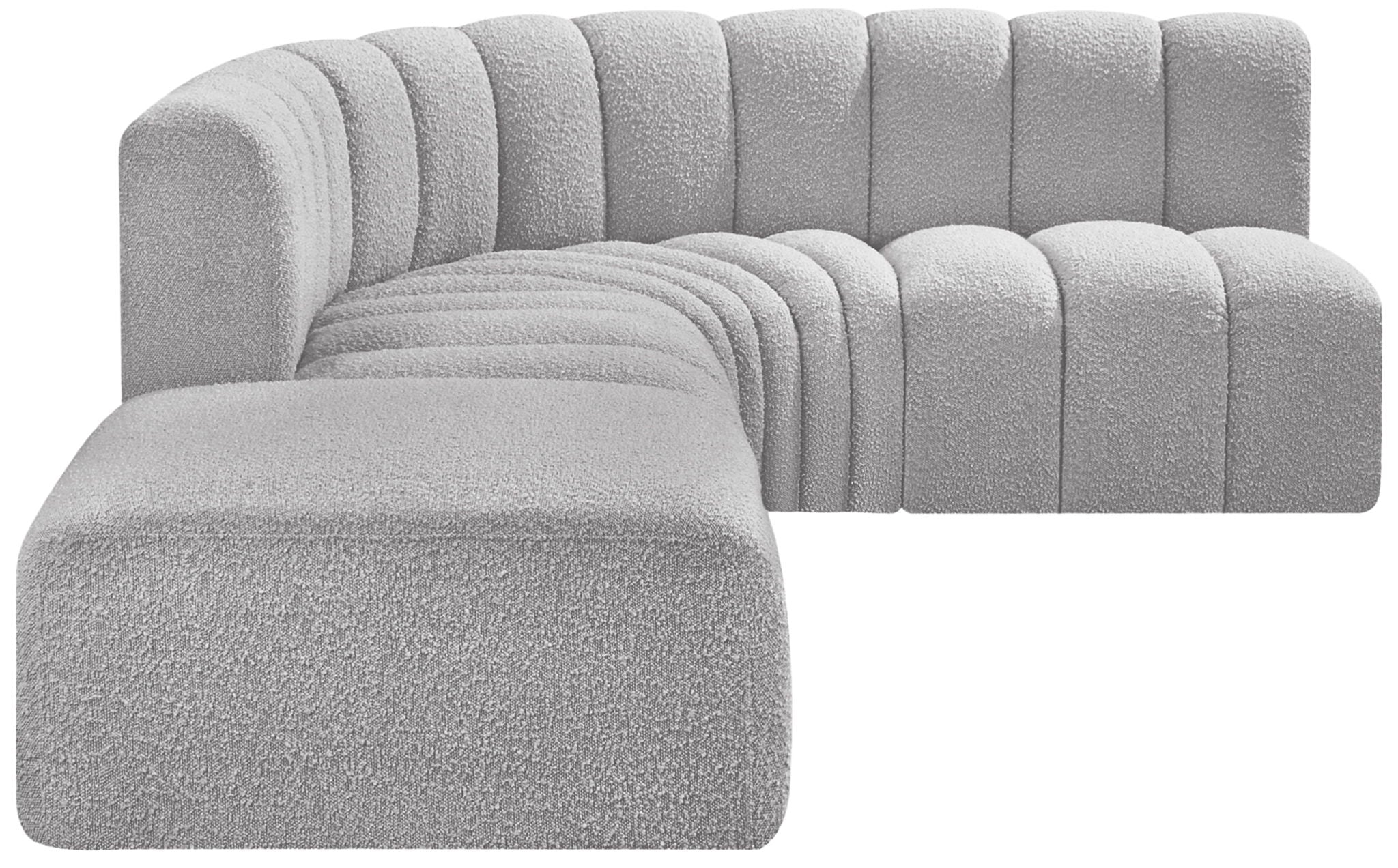 Arc - Boucle Fabric 5 Piece Corner Modular Sofa