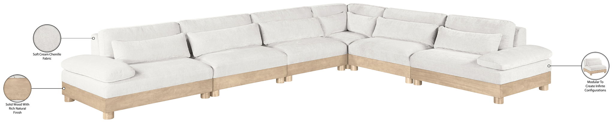 Turin - Chenille Fabric Upholstered Modular Sectional - White