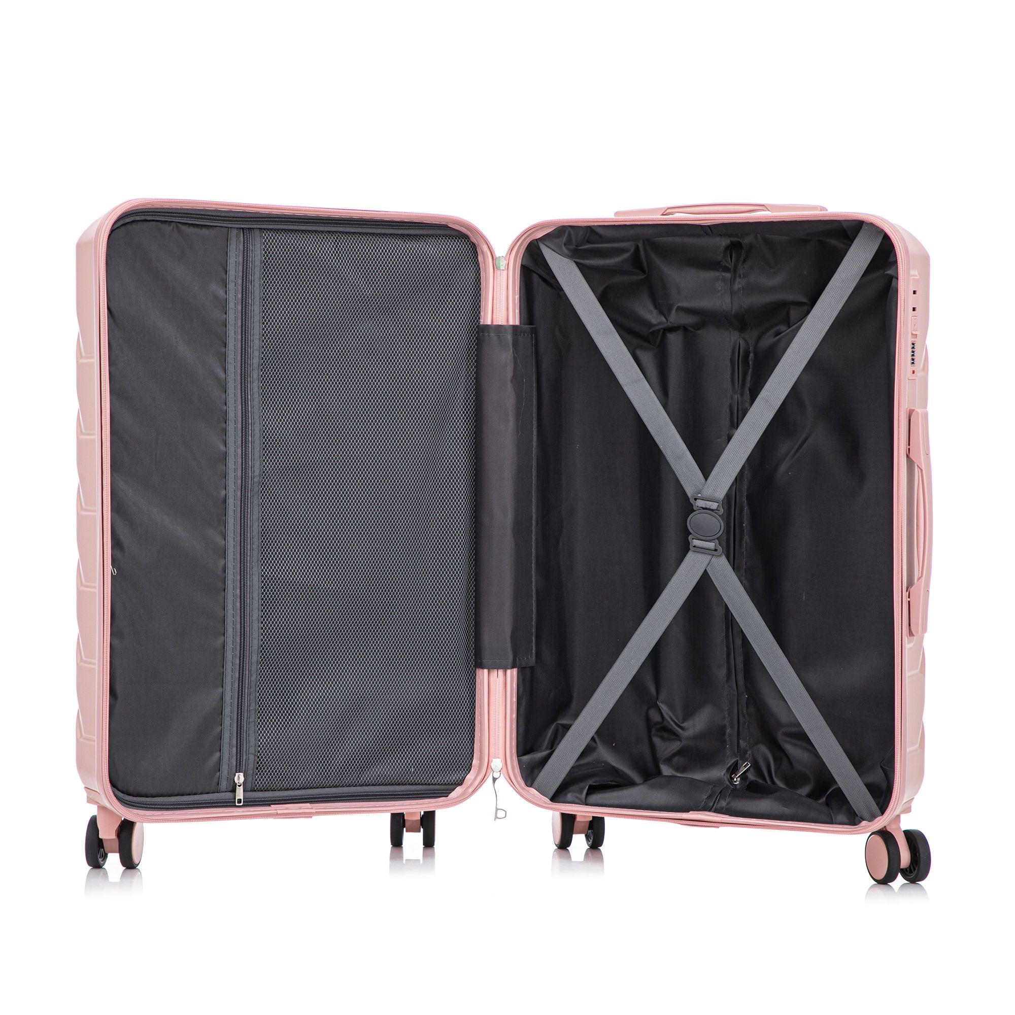 Hard Shell Luggage With Scratch Resistant Surface, 4 Wheels, Combination Lock & Side Hooks