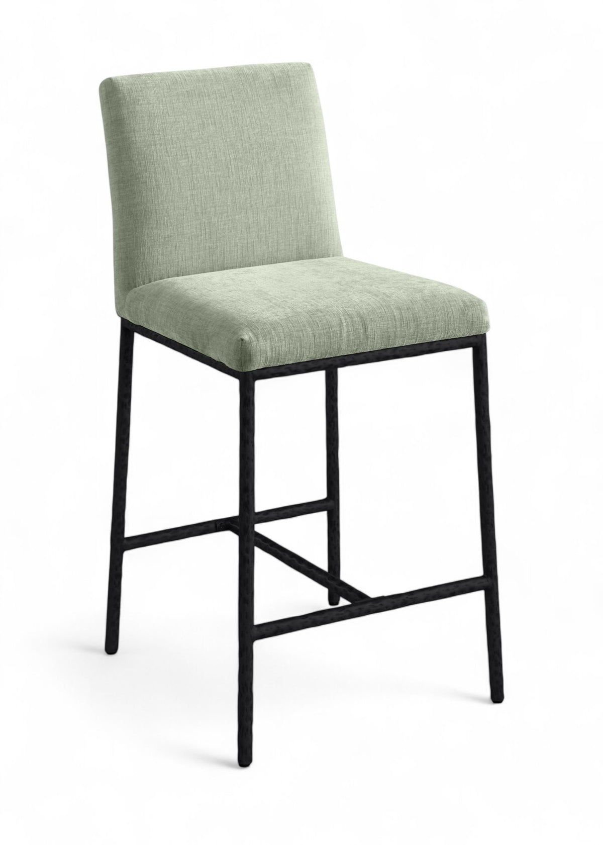 Reeves - Chenille Fabric Upholstered Counter Stool (Set of 2) - Black Base