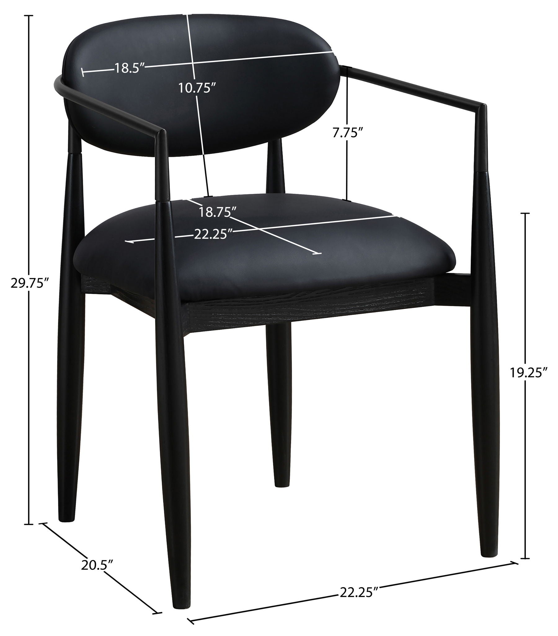 Riccio - Faux Leather Dining Arm Chair (Set of 2) - Black Frame