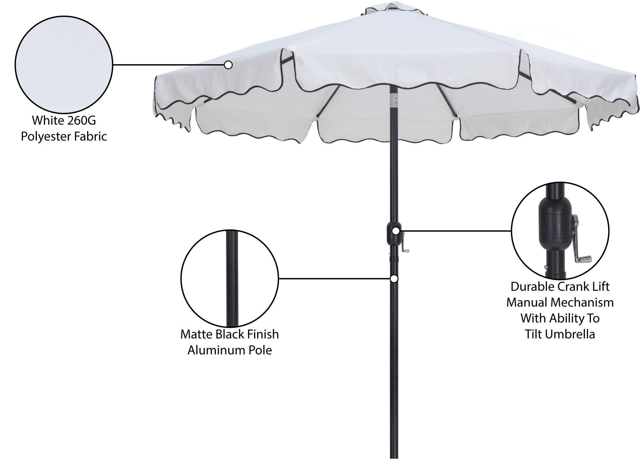 Amalfi - Patio Umbrella - Black Pole