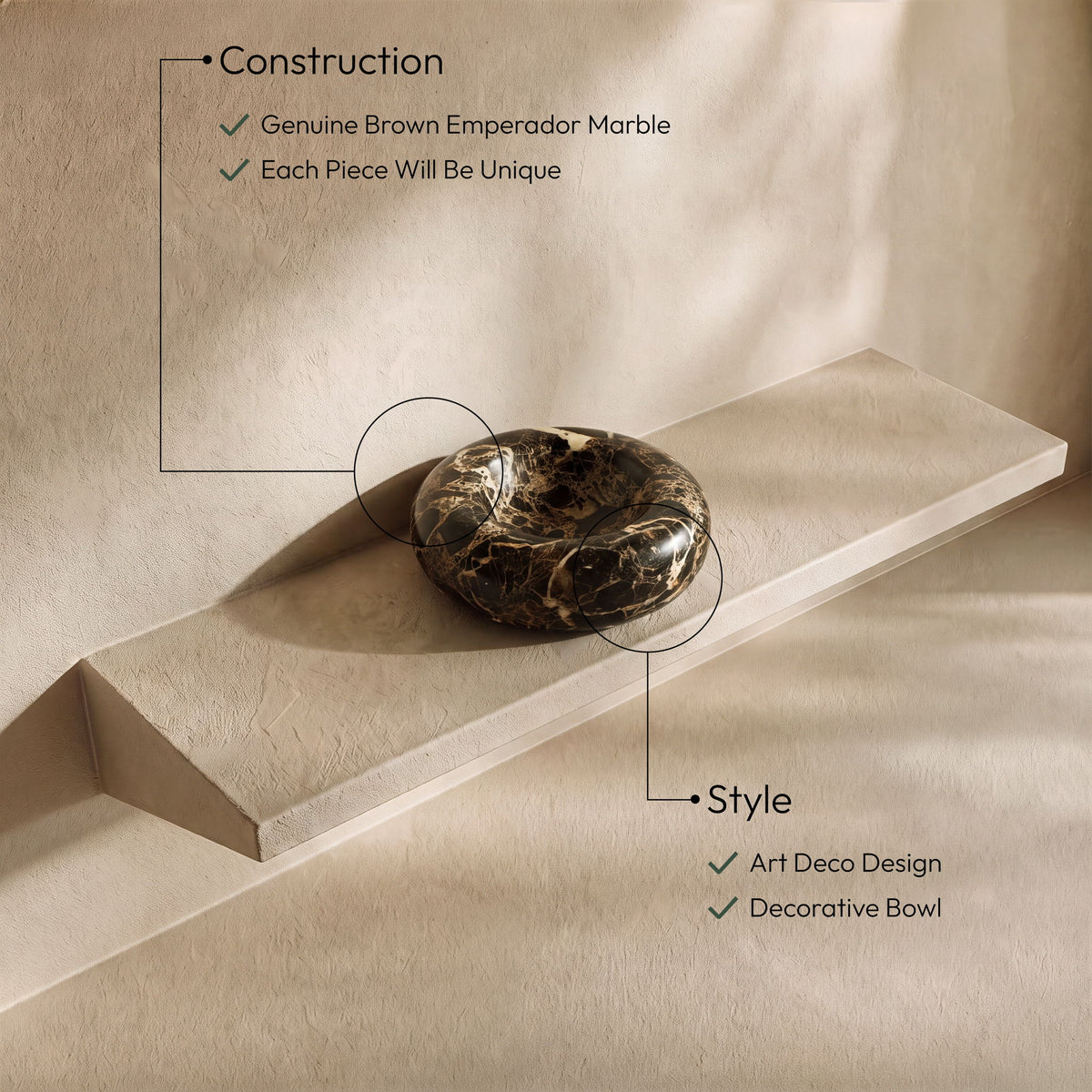 Bellamare - Genuine Marble Decorative Bowl