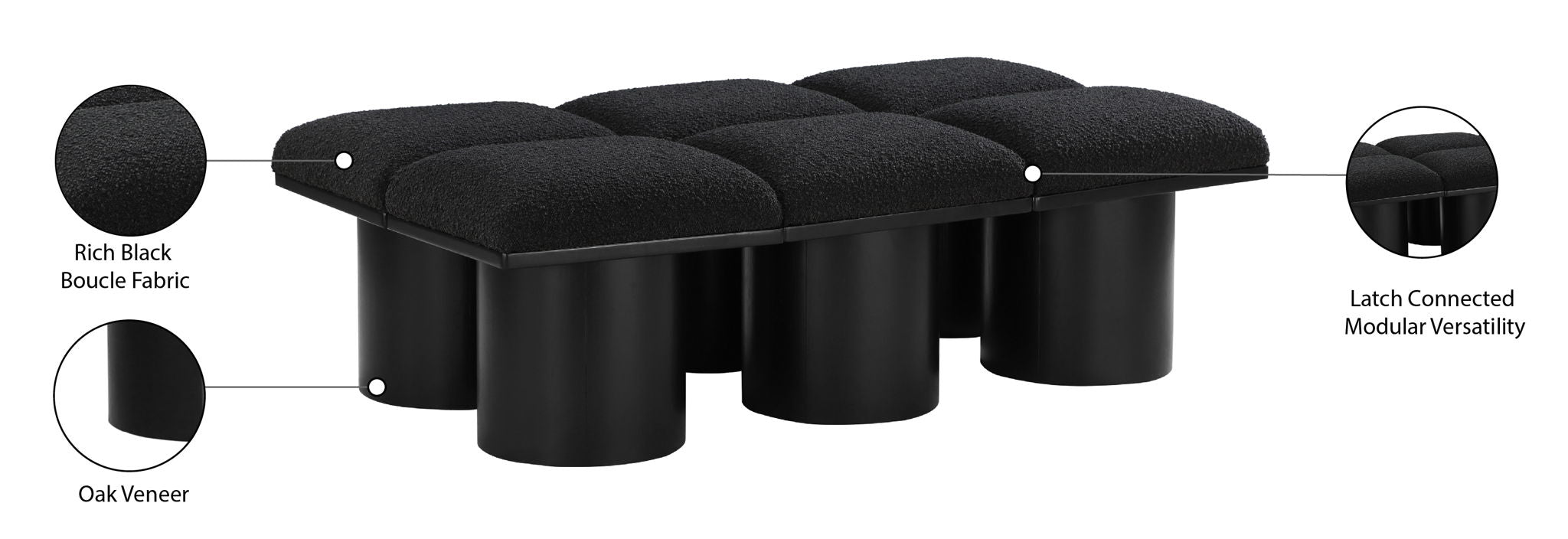 Pavilion - 6 Piece Modular Bench With Black Base