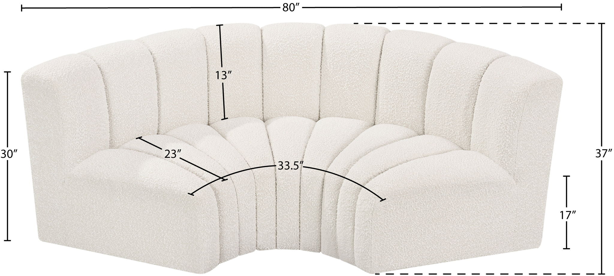 Arc - Boucle Fabric 3 Piece Modular U-Shaped Sofa