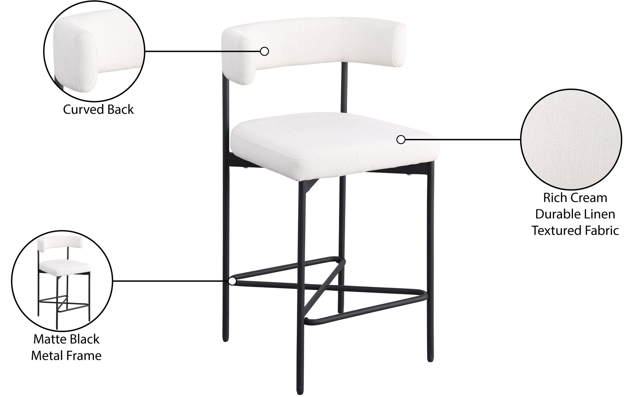 Rivage - Durable Stool With Black Frame (Set of 2)