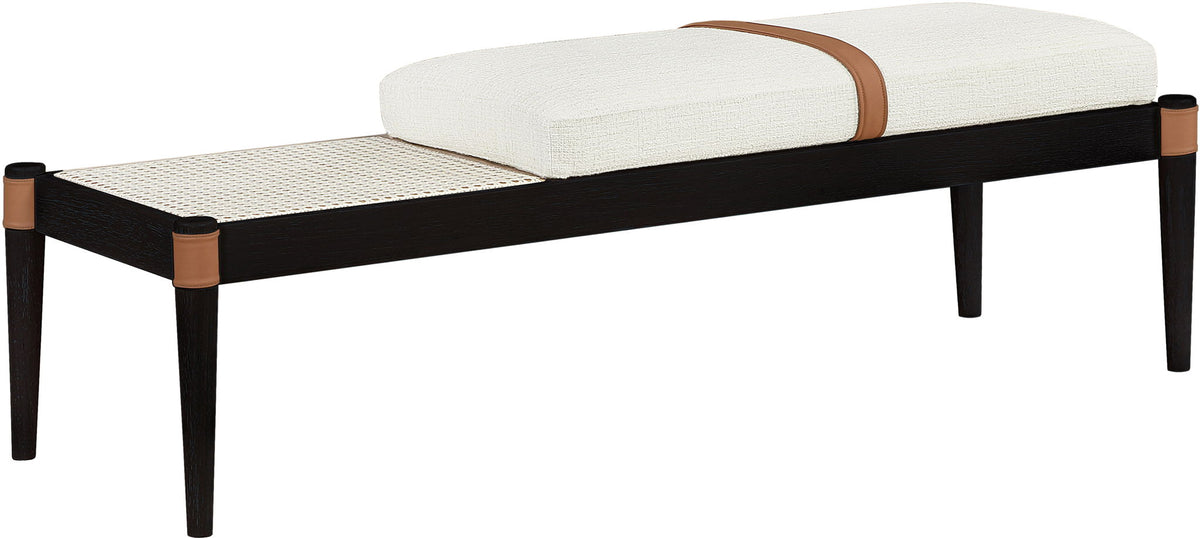 Nara - Linen Textured Fabric Upholstered Bench - Painted Black