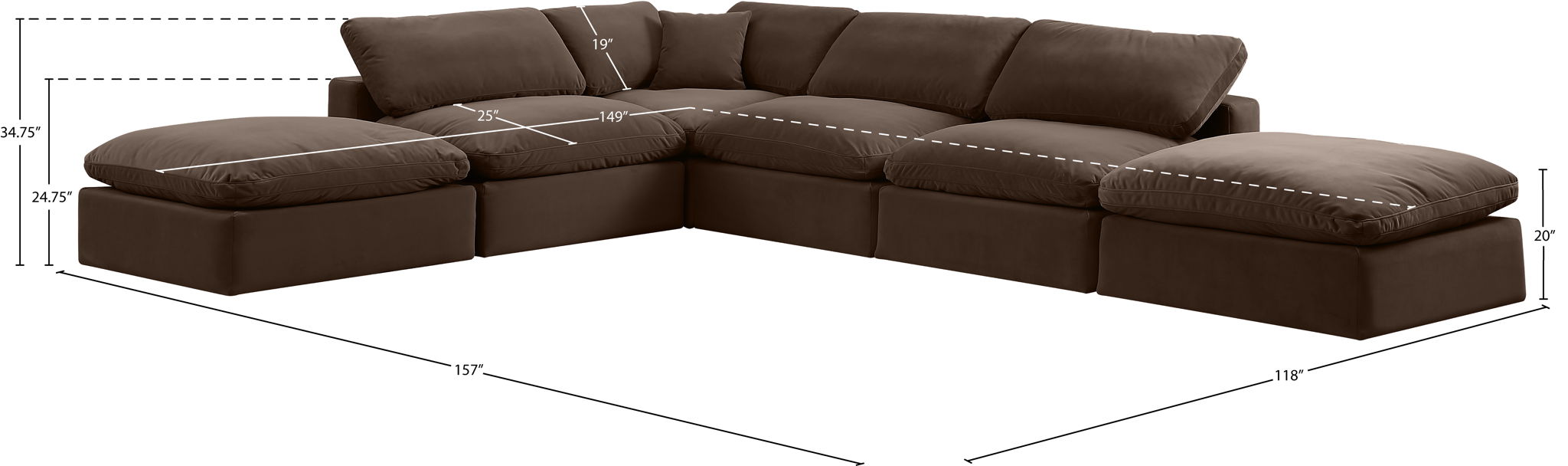Comfy - 6 Piece Velvet Modular Sectional