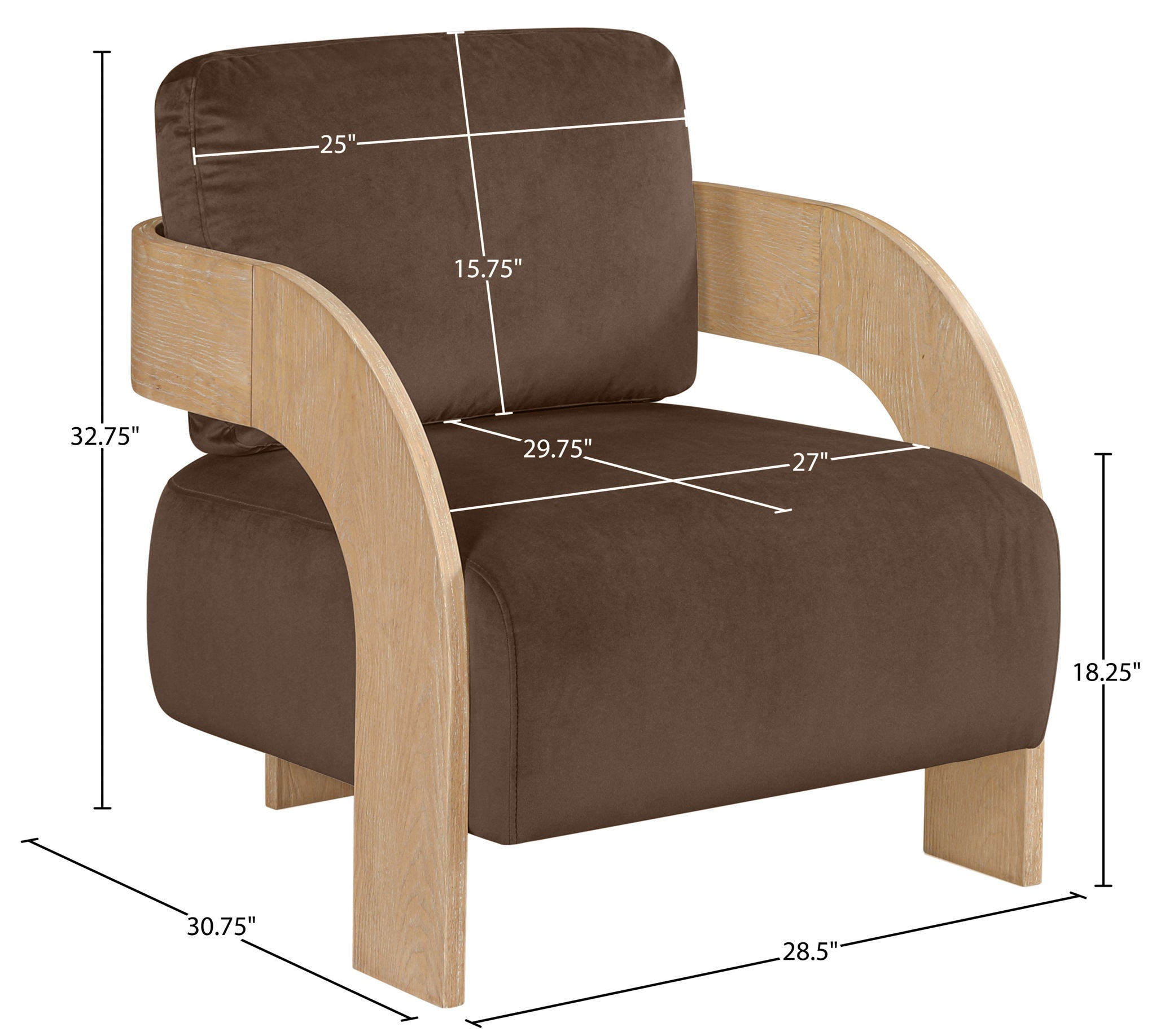 Cedra - Velvet Performance Fabric Upholstered Accent Chair - Natural Frame