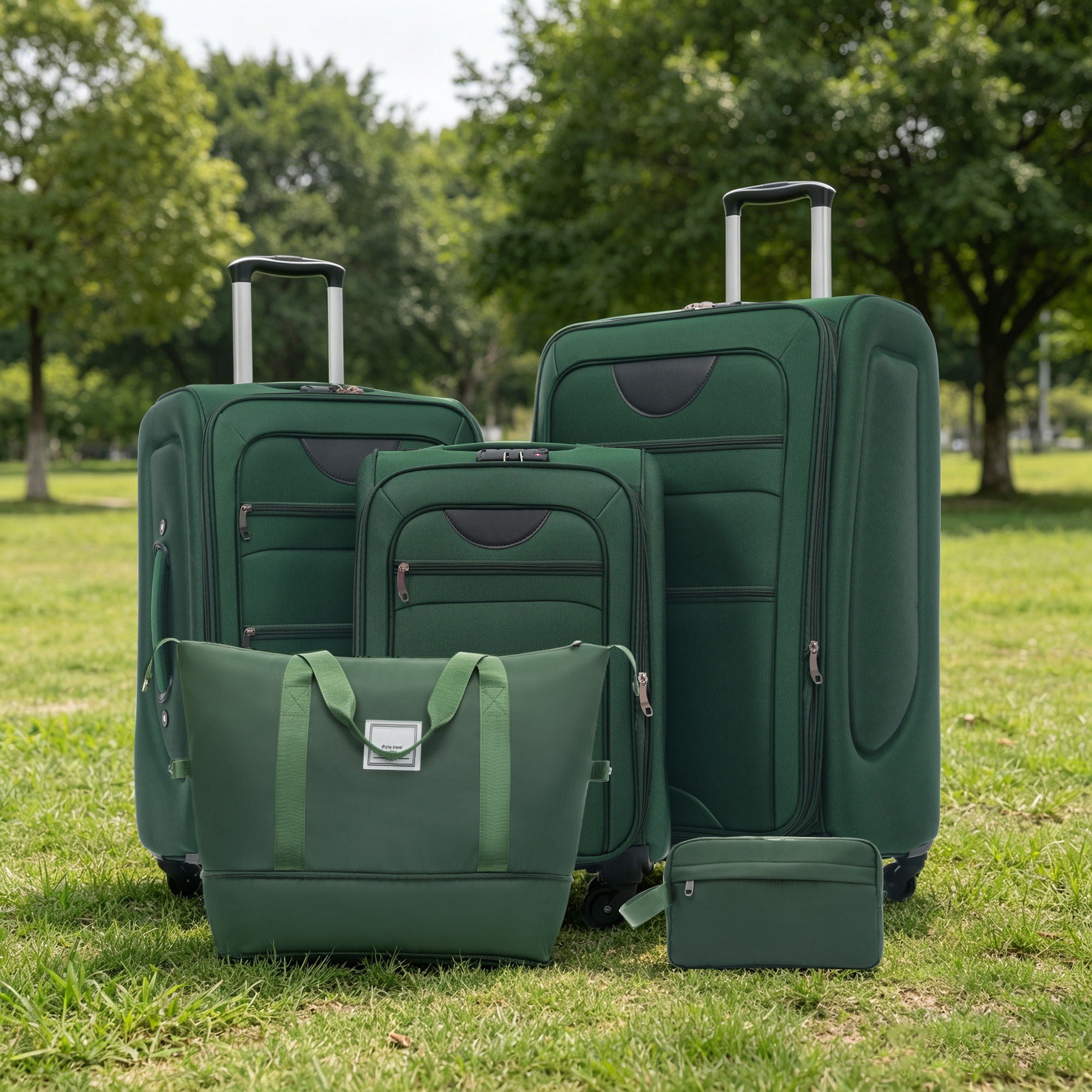 Softside Luggage Expandable Set With Duffel Bag Upright Spinner