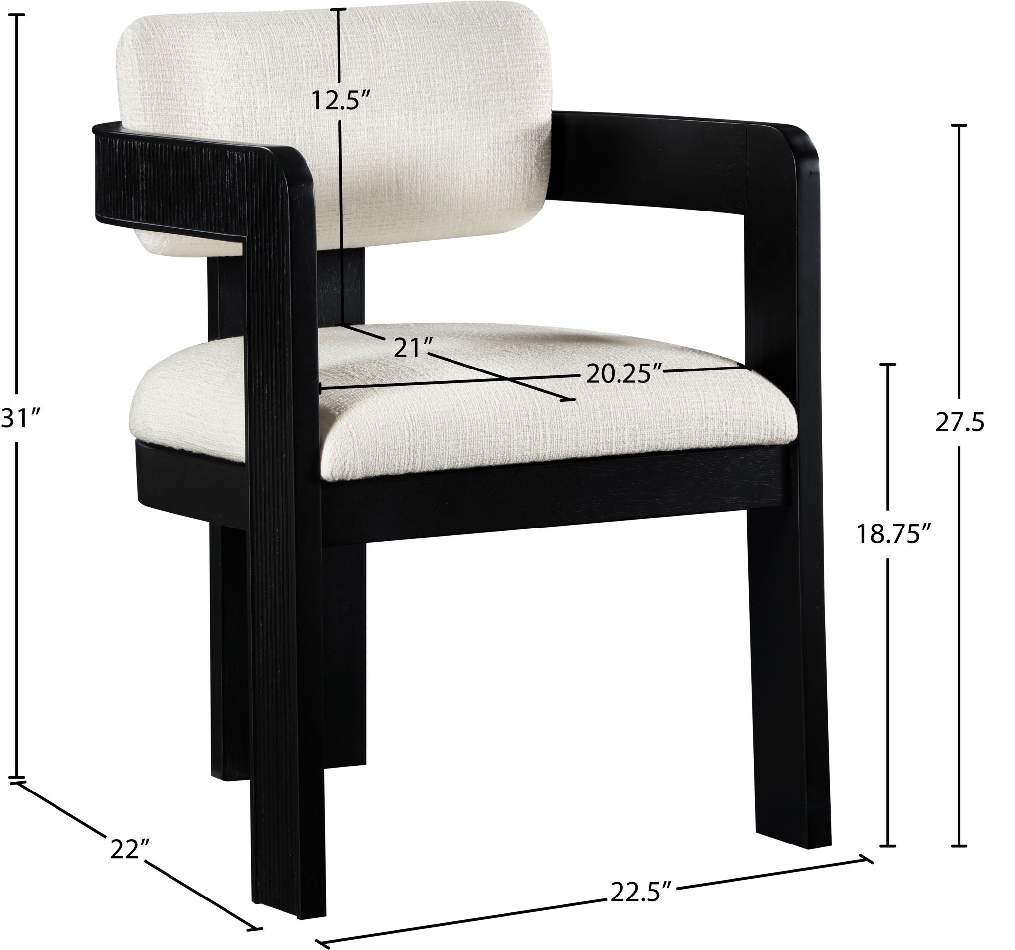 Sacha - Linen Dining Chair With Black Base (Set of 2)