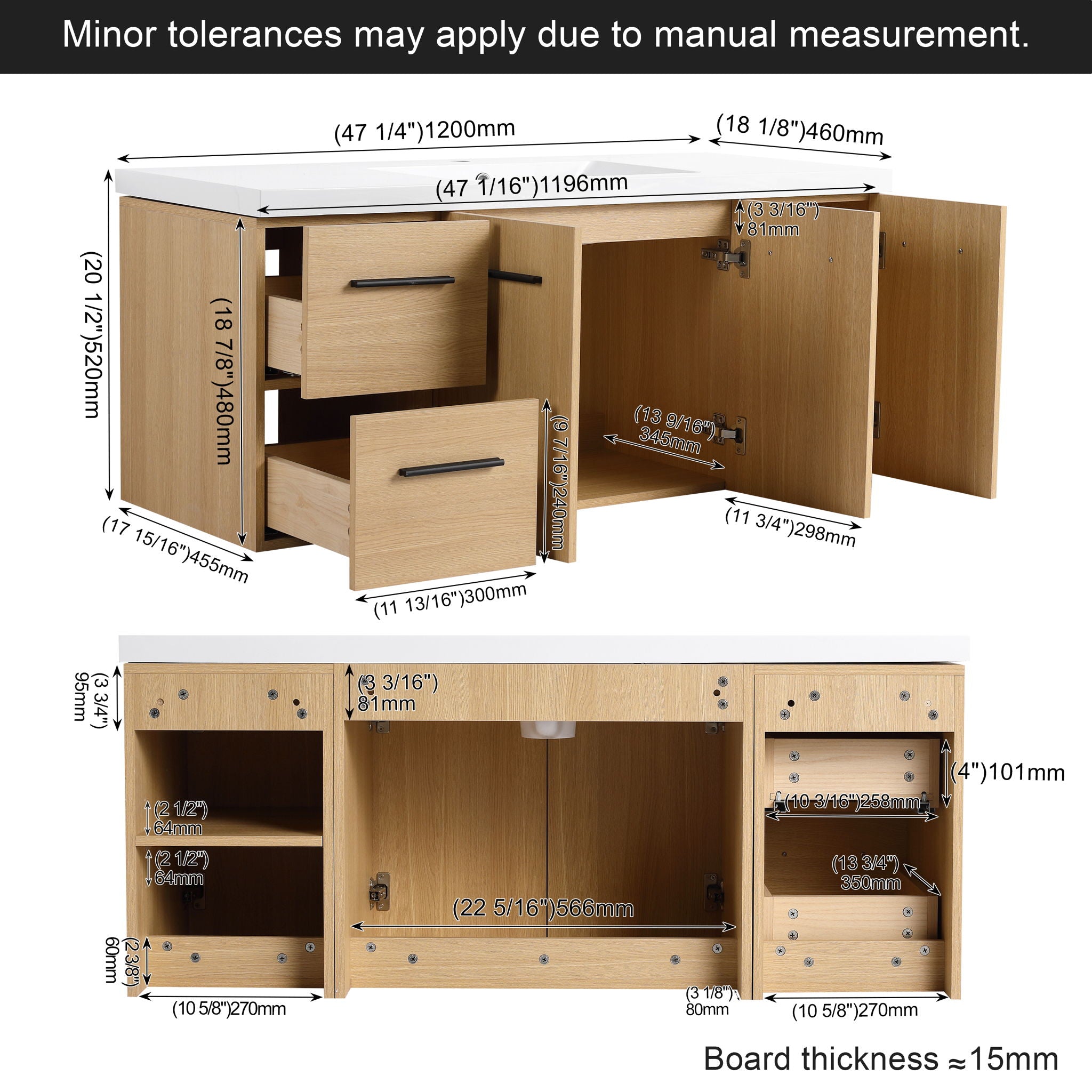 Floating Bathroom Vanity With Sink, Modular Cabinet