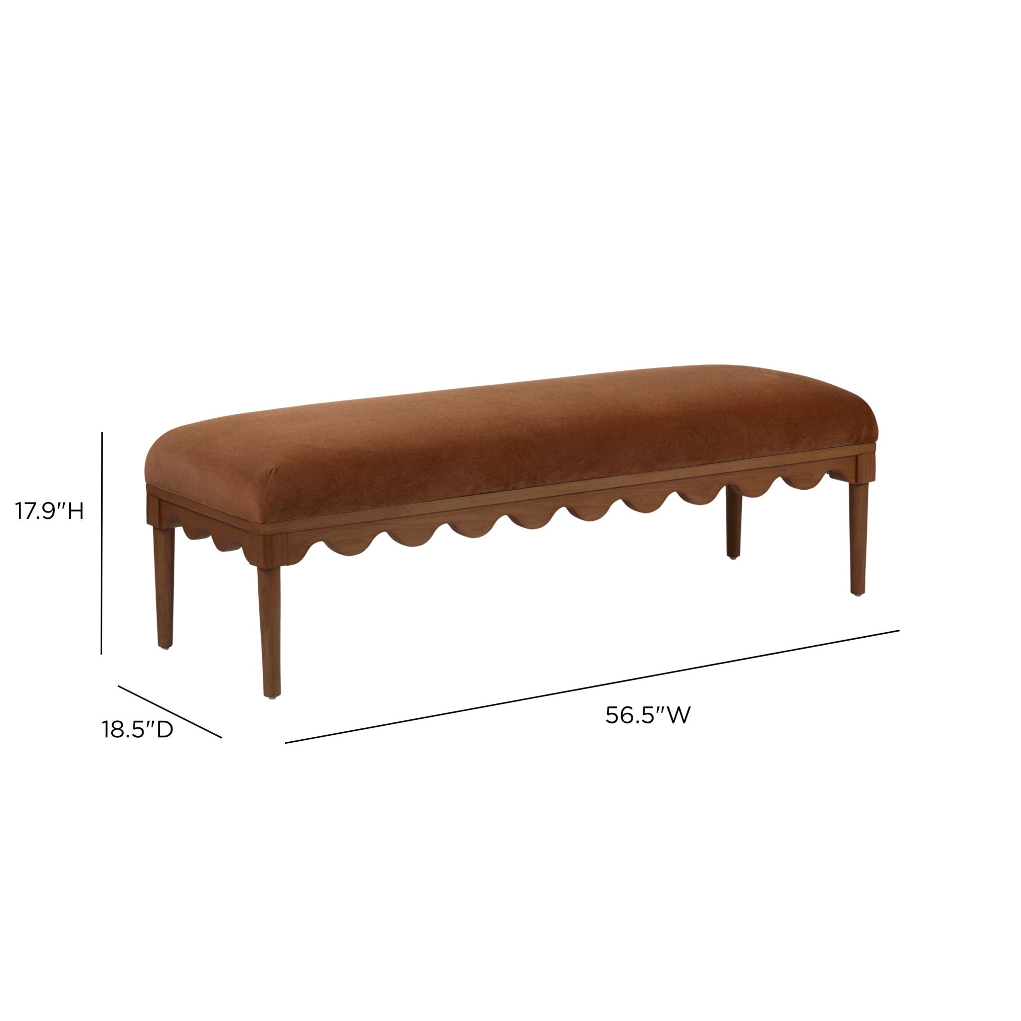 Oodle - Vegan Mohair Bench, Walnut Legs