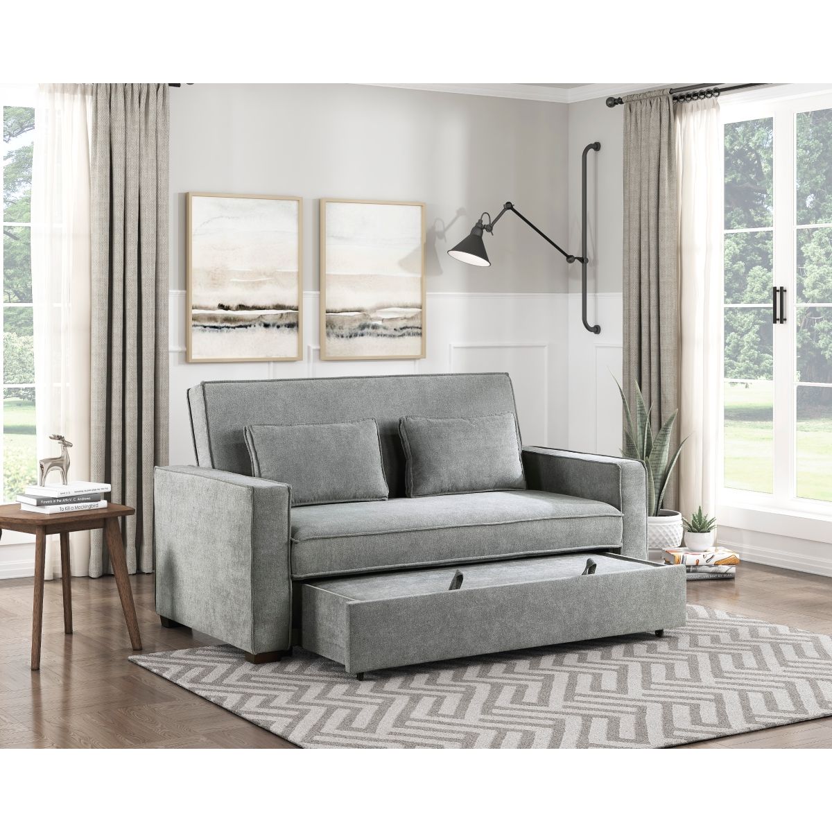Alta - Convertible Studio Sofa With Pull-Out Bed - Gray