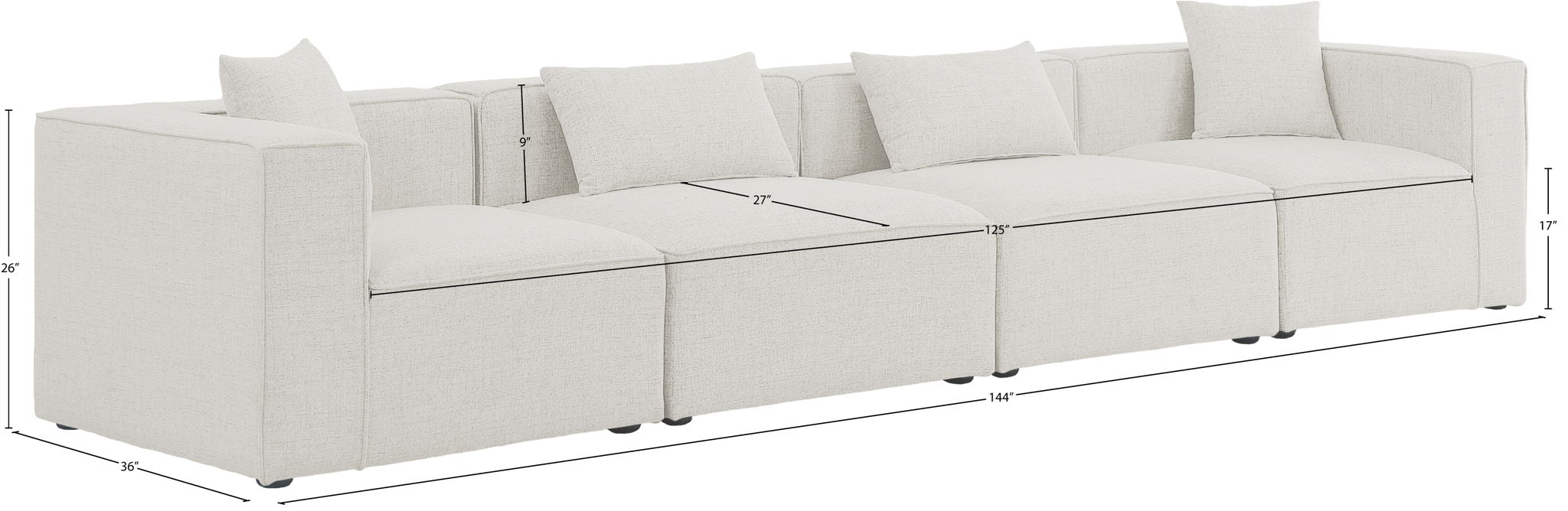 Cube - Linen Modular 4 Seat Sofa